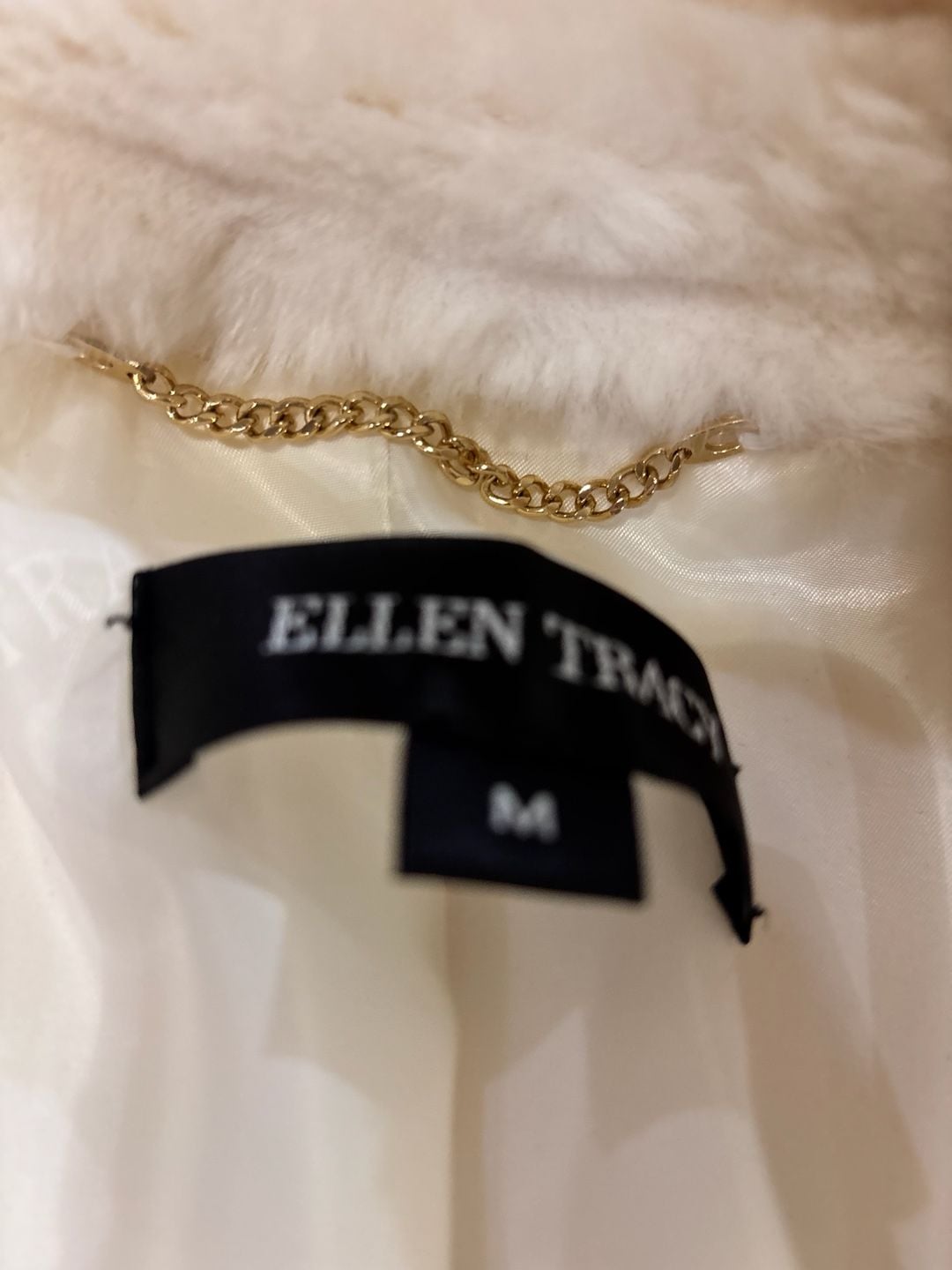 Beautiful Ellen Tracy Faux Fur Coat Size M White Cream Jacket 8