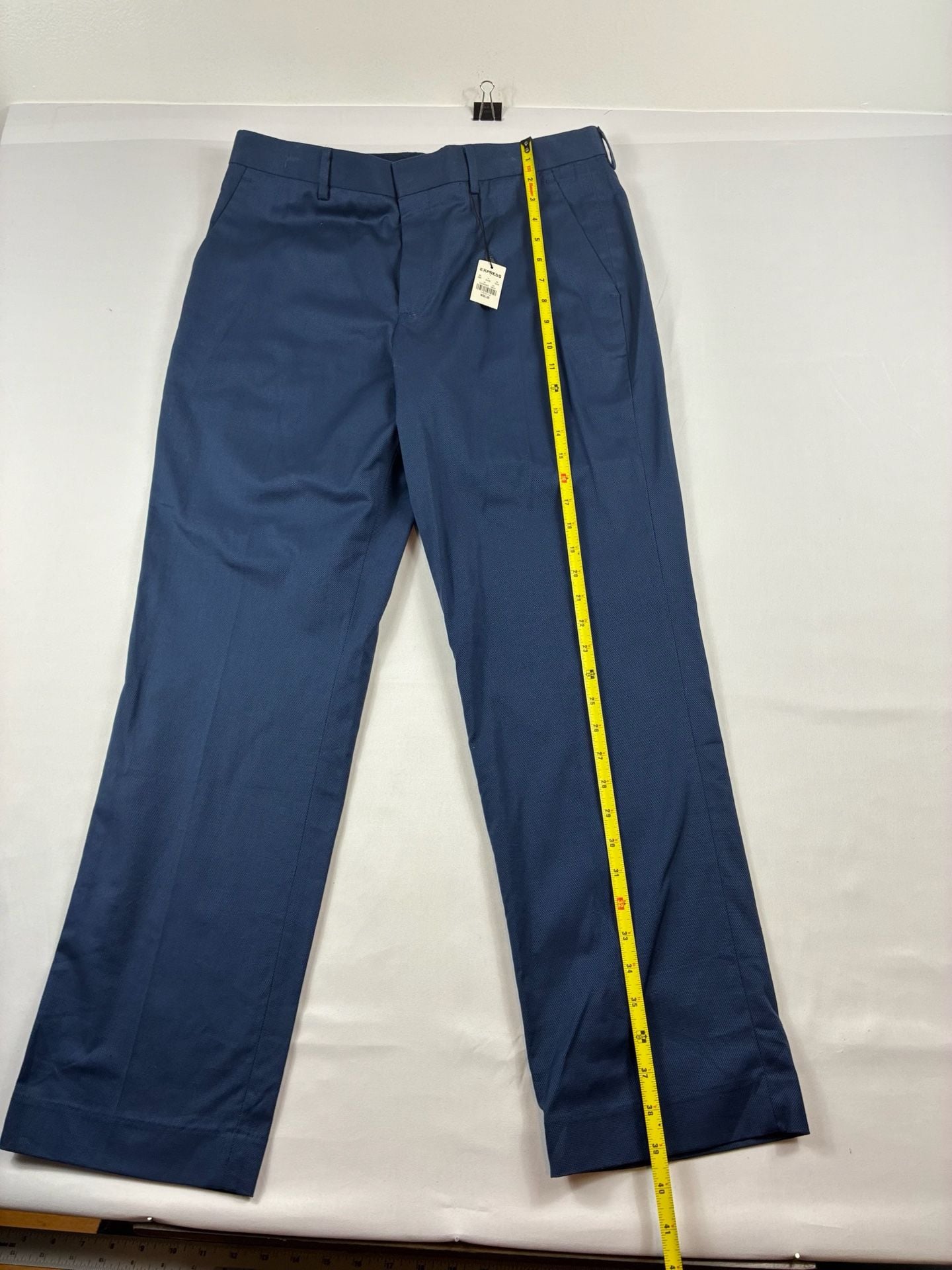 Express Dress Pants Size 32x30 Blue Stretch Flat Front Trousers 3