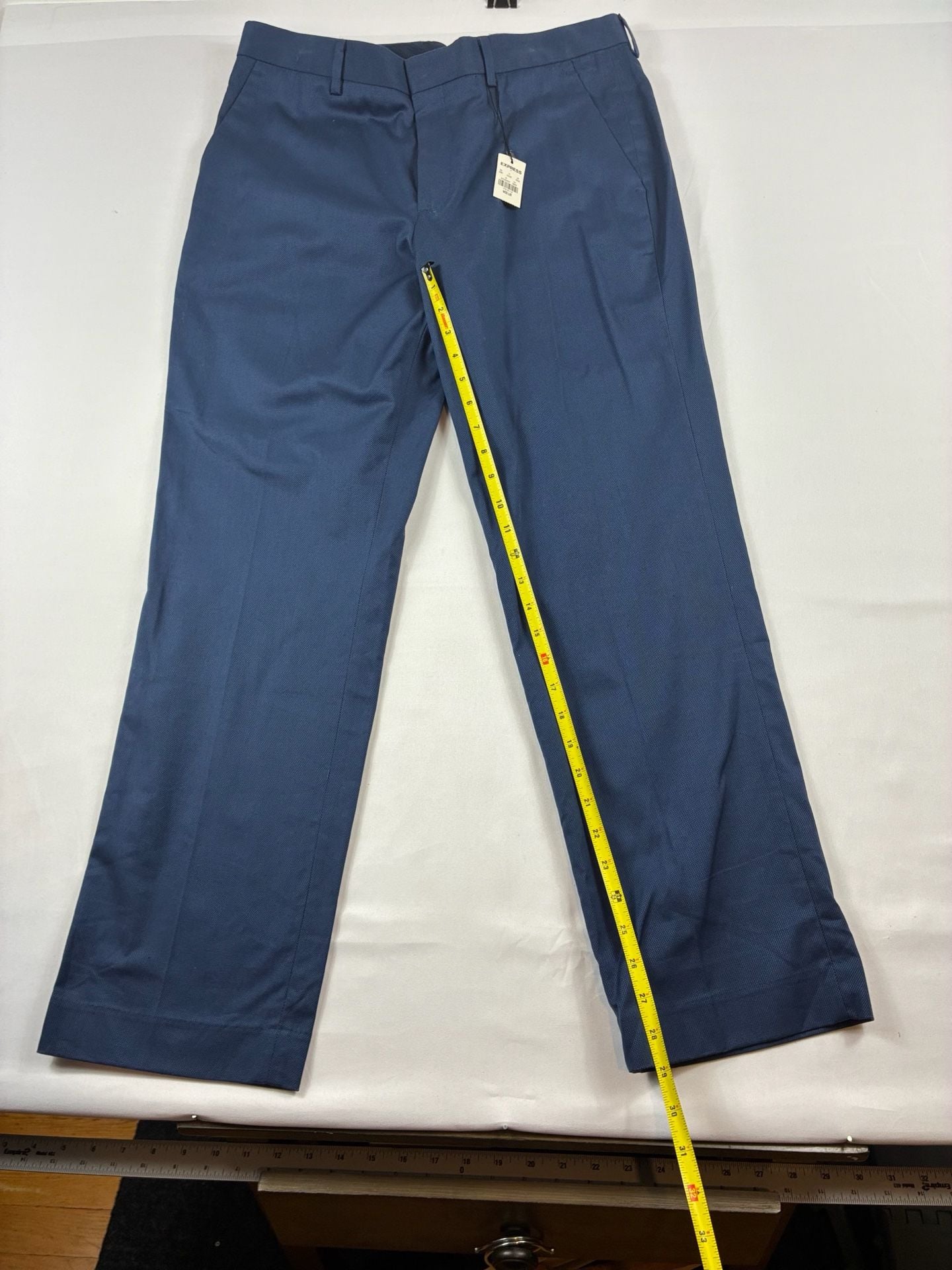 Express Dress Pants Size 32x30 Blue Stretch Flat Front Trousers 6