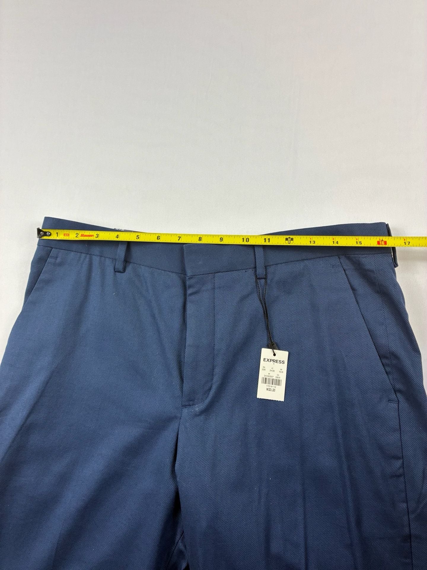 Express Dress Pants Size 32x30 Blue Stretch Flat Front Trousers 7