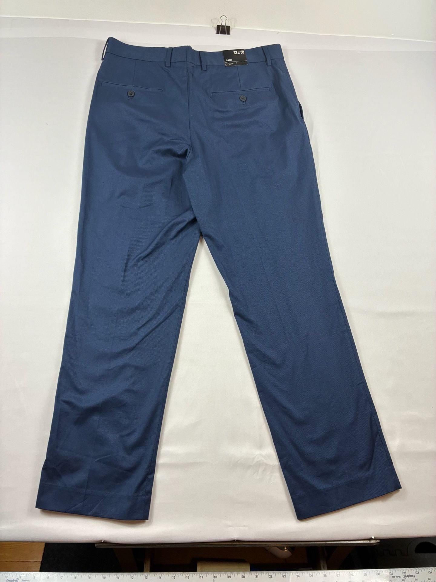 Express Dress Pants Size 32x30 Blue Stretch Flat Front Trousers 8