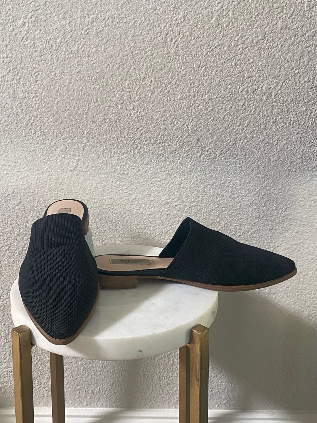 Steven New York Pointed Toe Mules Size 8.5 Black Knit Flats 2