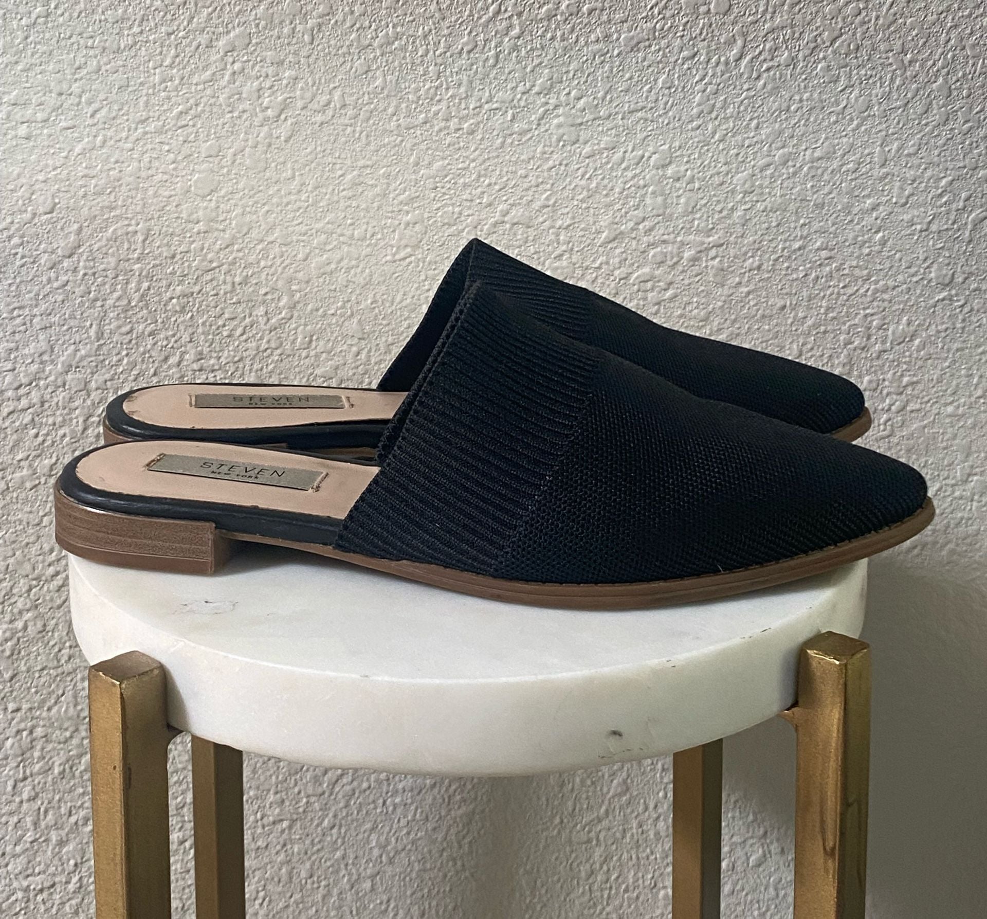 Steven New York Pointed Toe Mules Size 8.5 Black Knit Flats 6