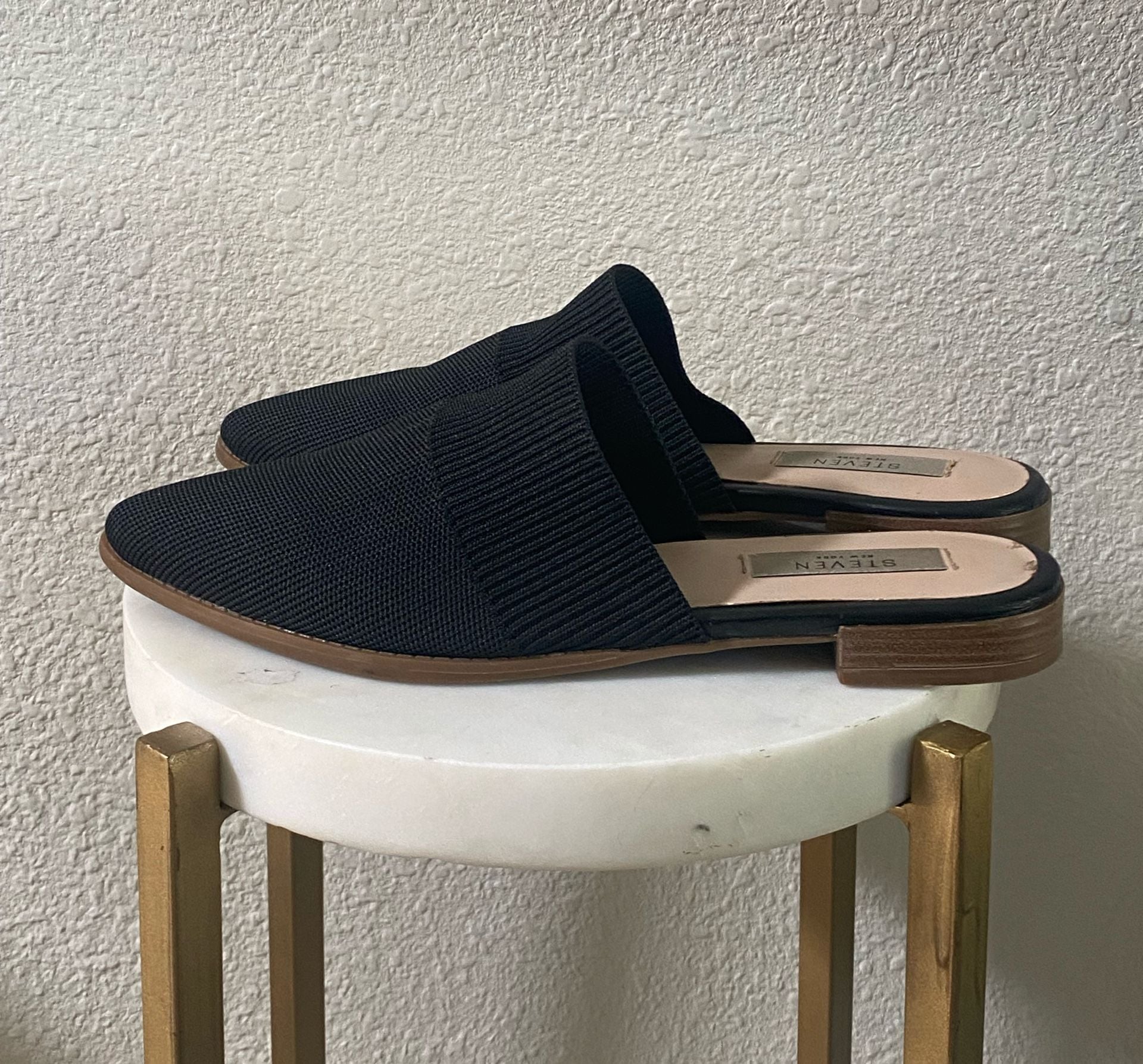 Steven New York Pointed Toe Mules Size 8.5 Black Knit Flats 9
