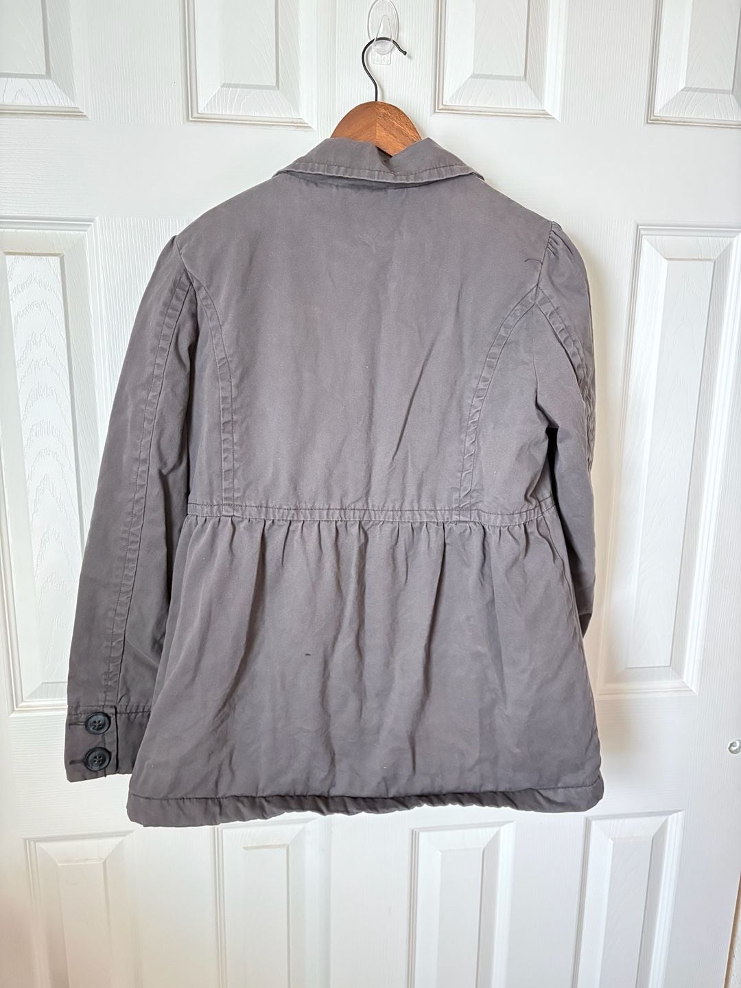 Vintage Y2K Early 2000s Aeropostale Cotton Twill Double Breasted Coat Grey Quilted Lining Beauty 9