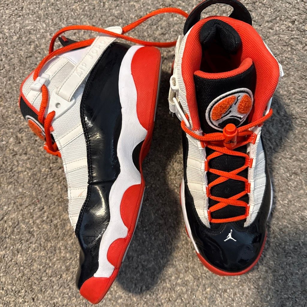 Jordan 6 Rings Size 6.5Y White Team Orange Black 3