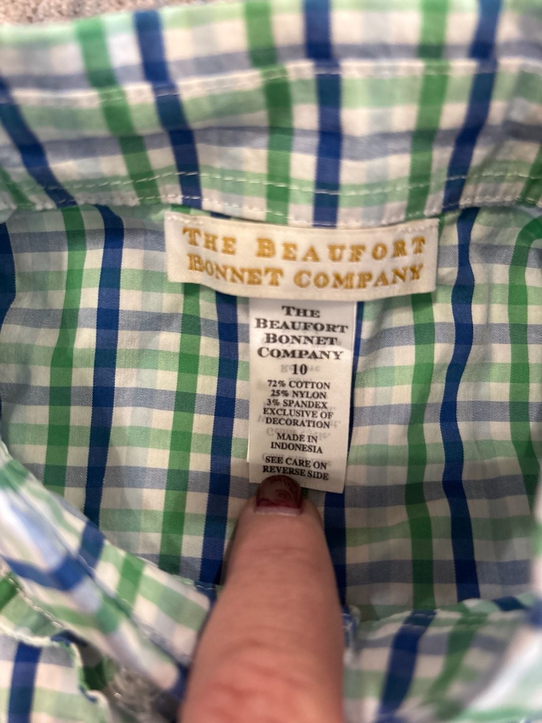 The Beaufort Bonnet Company Plaid Shirt youth Size 10 4