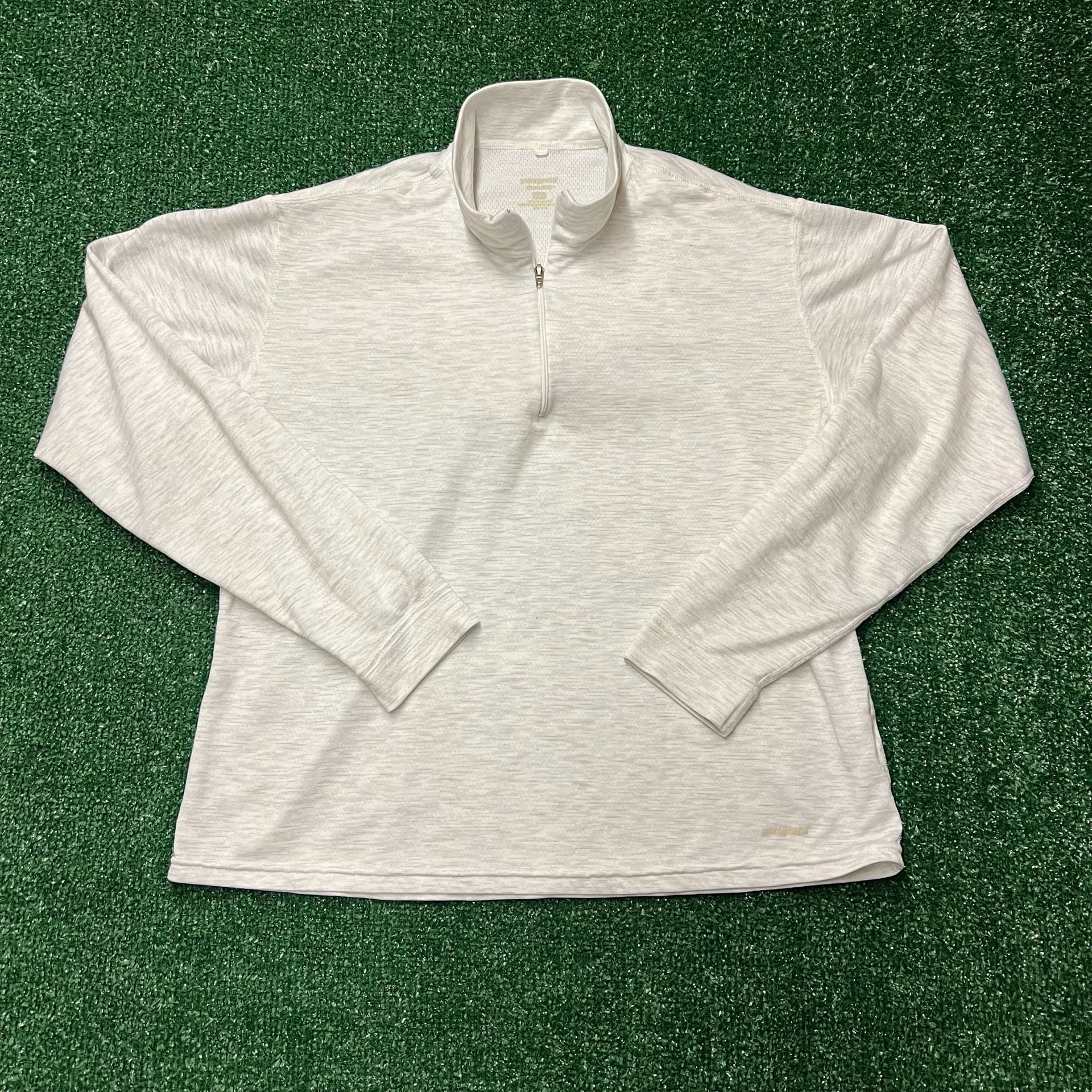 Patagonia Quarter Zip Pullover approx Size XXL women’s White Heather Base Layer 14
