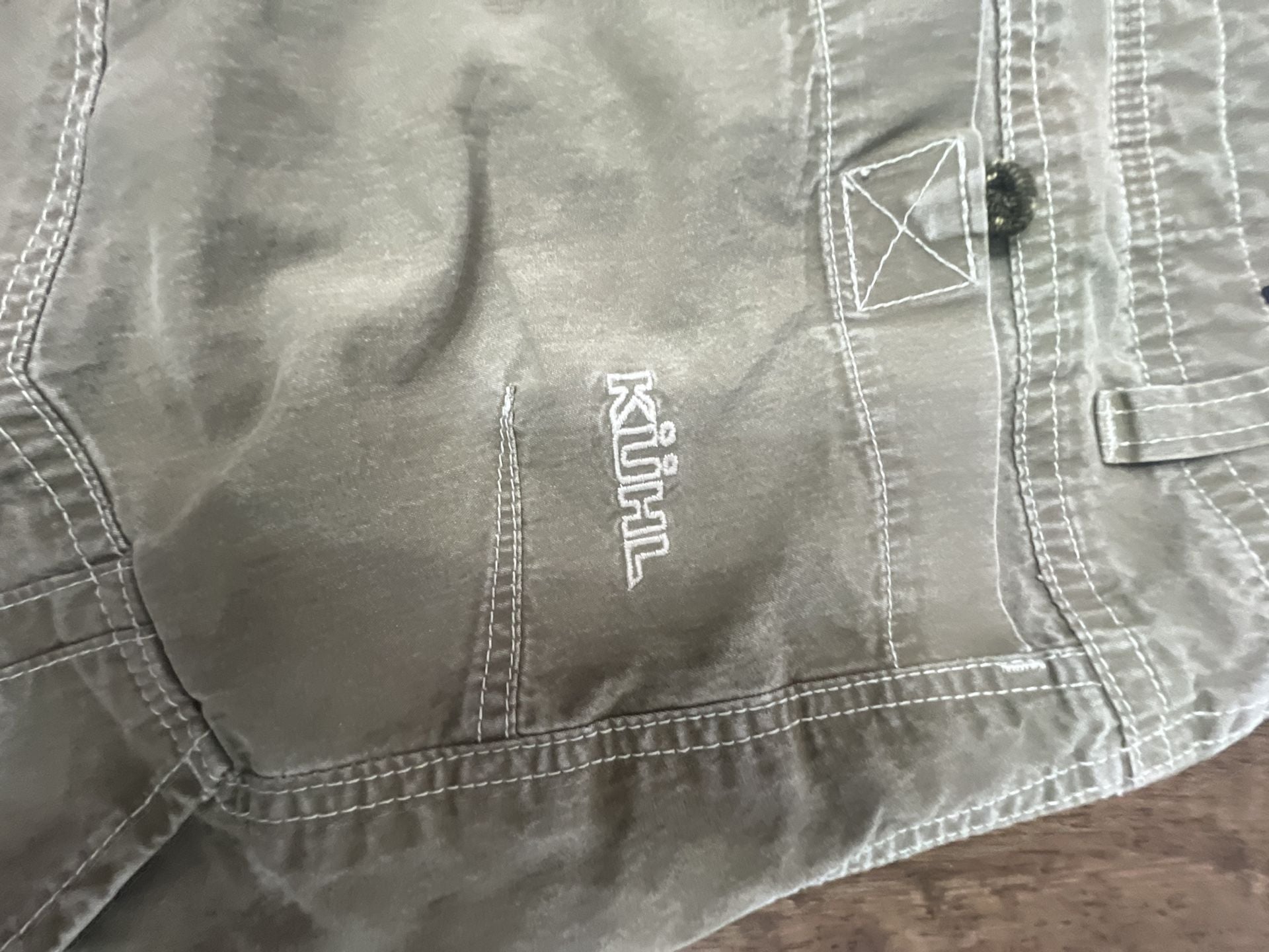 Kuhl Ramblr Cargo Shorts Size 33 Green Patina Dye Cotton Blend 7