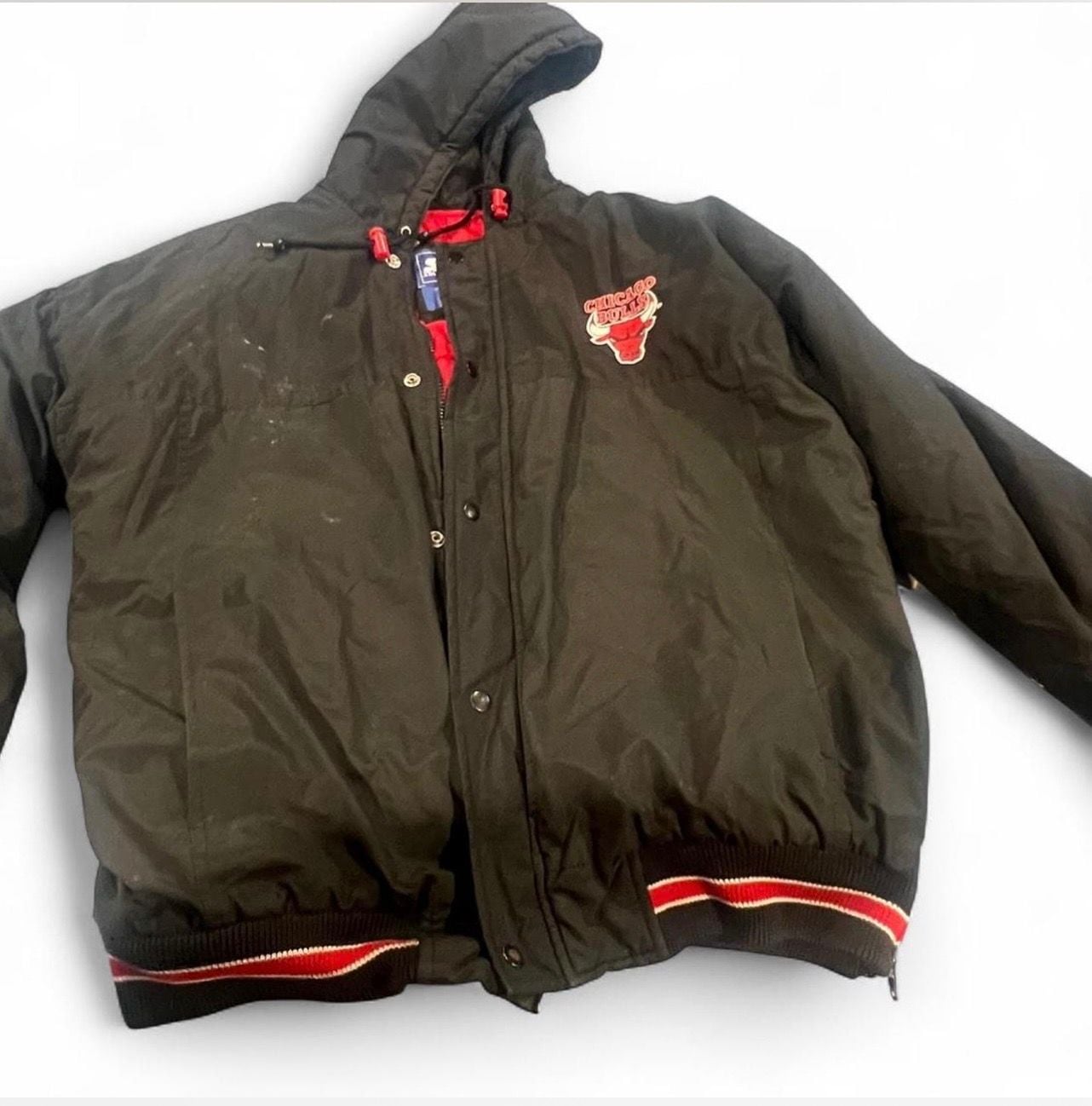 Starter Chicago Bulls Vintage Jacket Size Large Black NBA Licensed 2