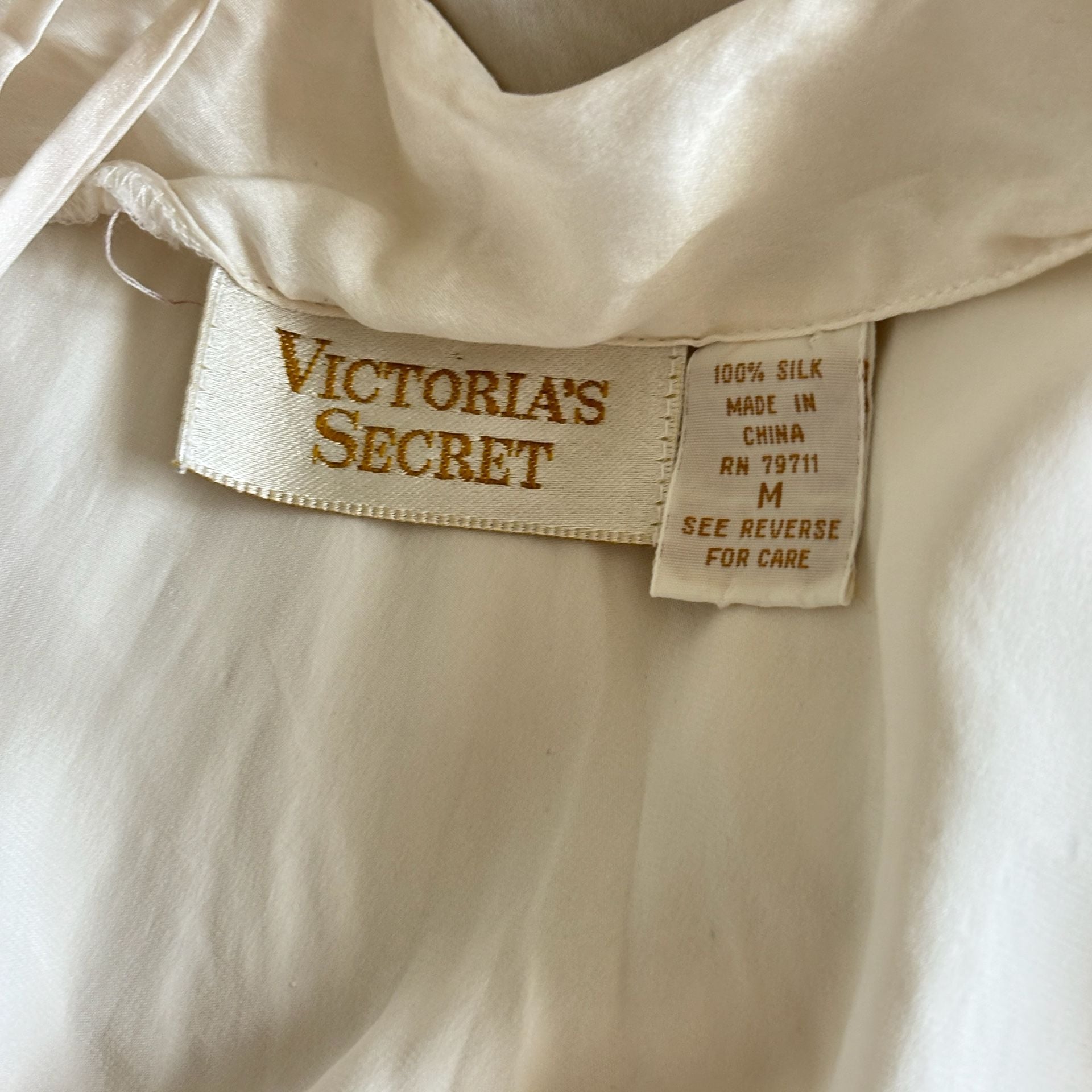 Victoria's Secret Vintage Gold Label Silk Slip Mini Dress V-Neck Lace-Up Medium 6