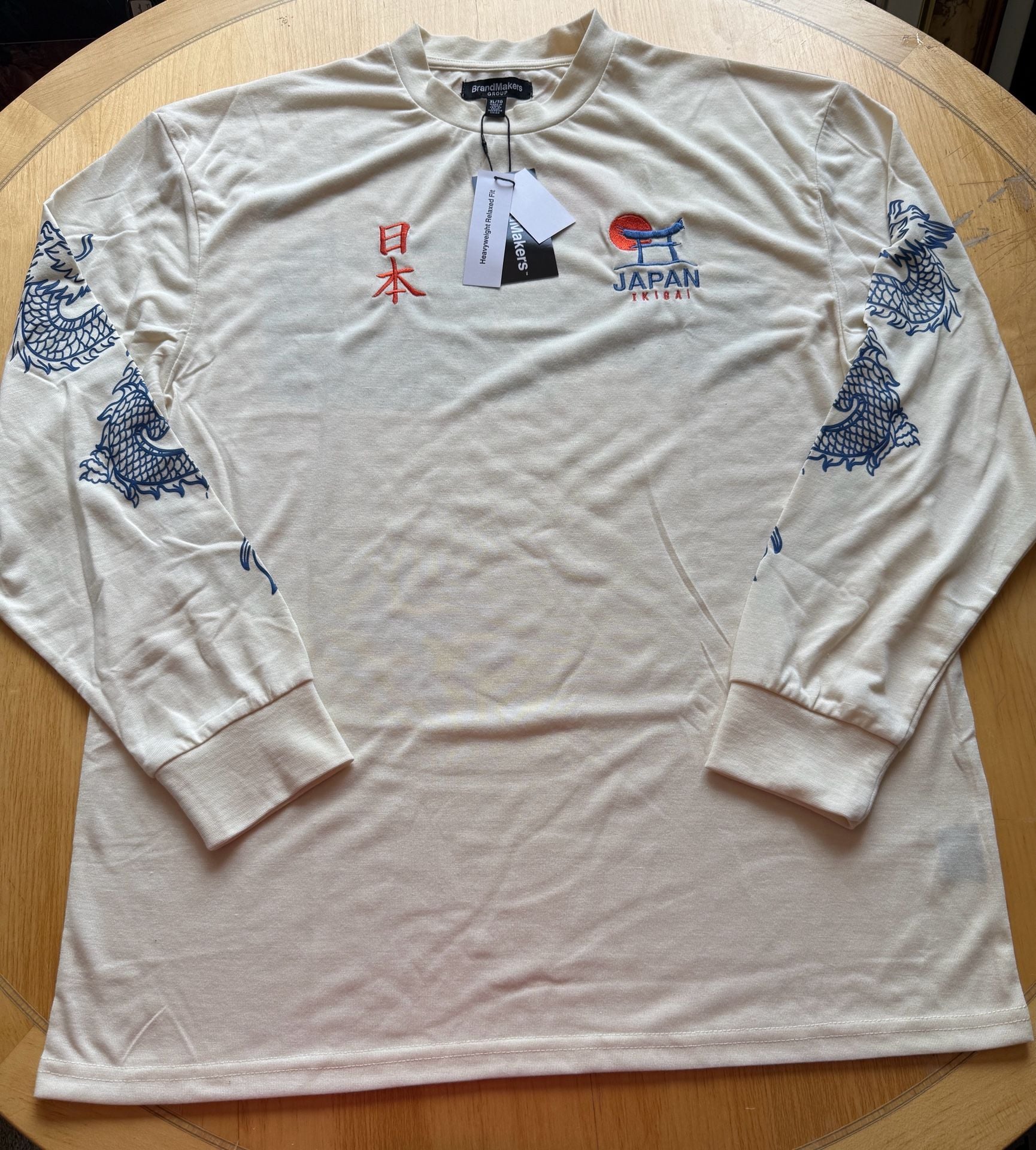 BrandMakers Group Long Sleeve T-Shirt Size XL White Japan Dragon Pagoda 3