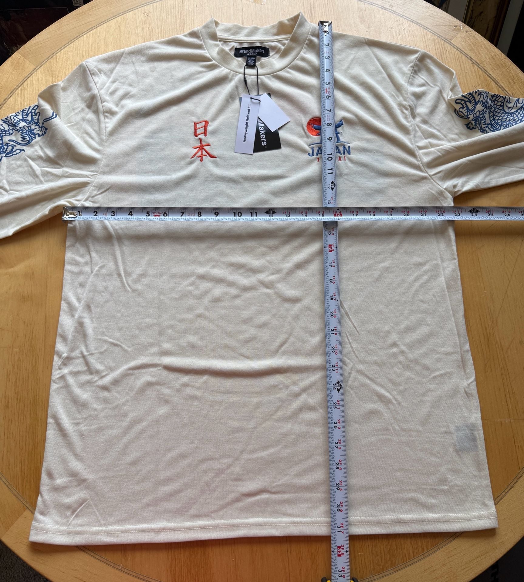 BrandMakers Group Long Sleeve T-Shirt Size XL White Japan Dragon Pagoda 9