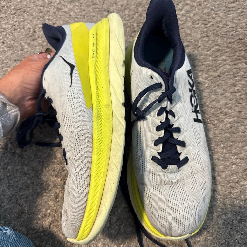 Hoka Mach 4 Running Shoes Grey Yellow 10 3