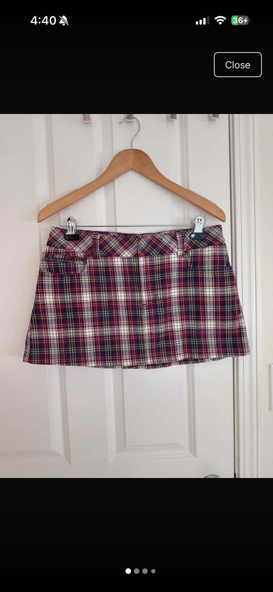 Vintage Y2K GRAIL Abercrombie & Fitch Plaid Mini Skirt Red Burgundy 2
