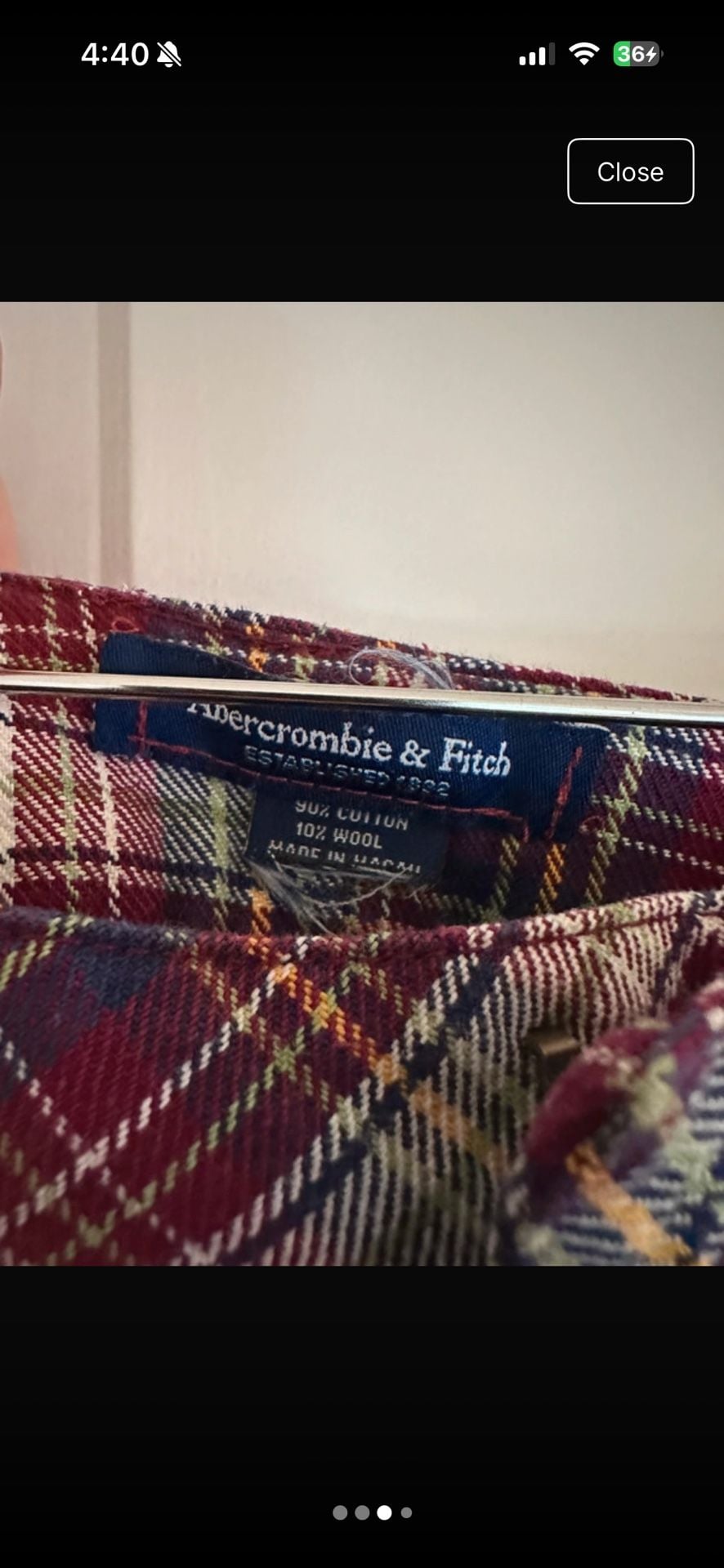 Vintage Y2K GRAIL Abercrombie & Fitch Plaid Mini Skirt Red Burgundy 4