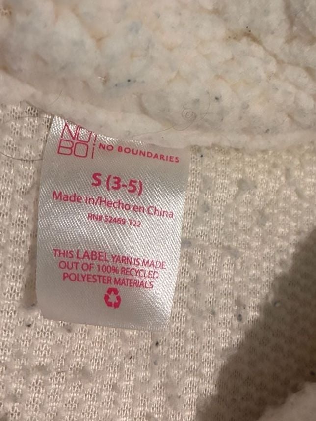 No Boundaries Sherpa Pullover Zip Jacket Size S (3-5) White Fleece 2