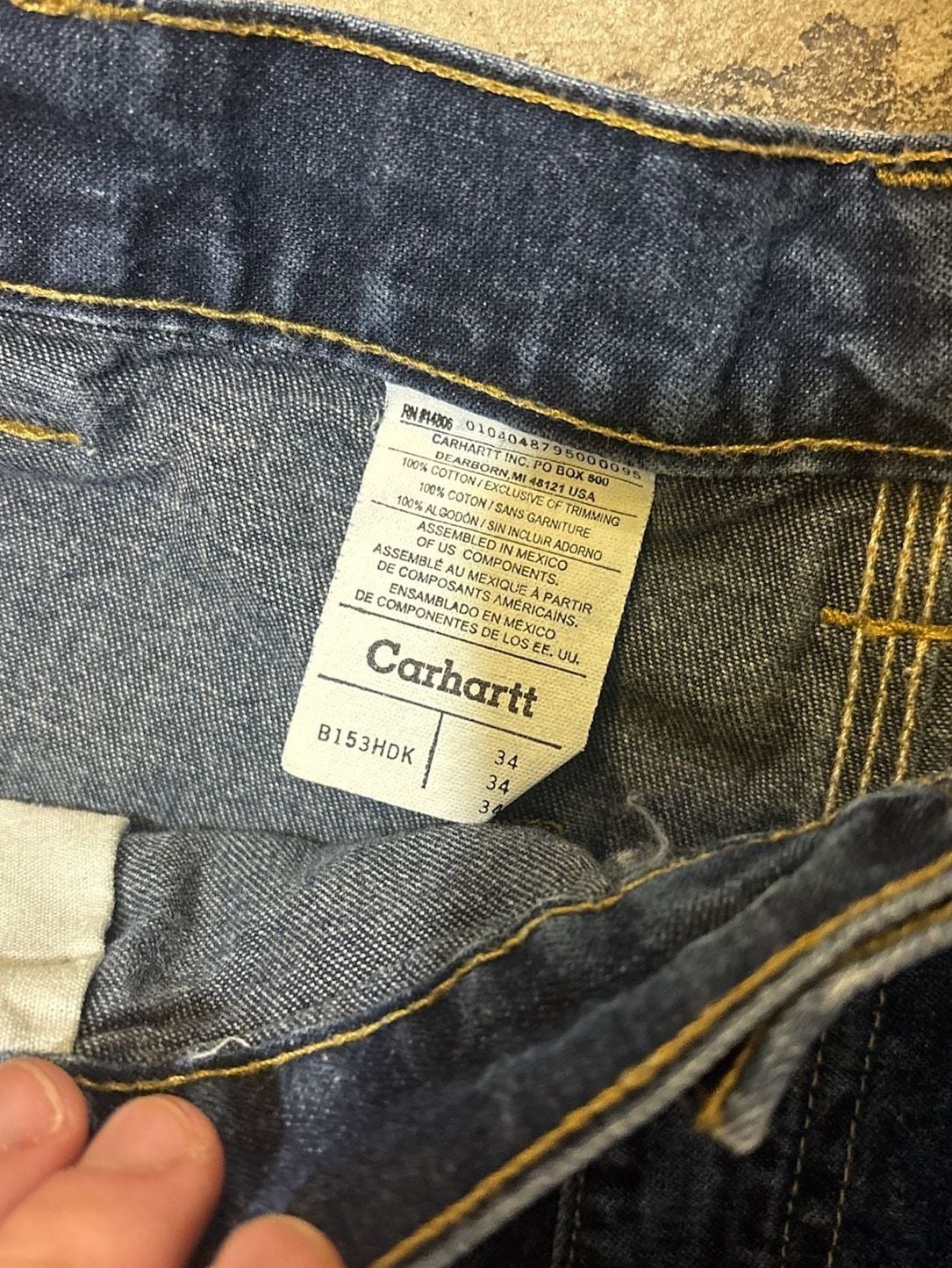 Carhartt B153 HDK Carpenter Jean Shorts Size 34 Blue Denim Workwear 4