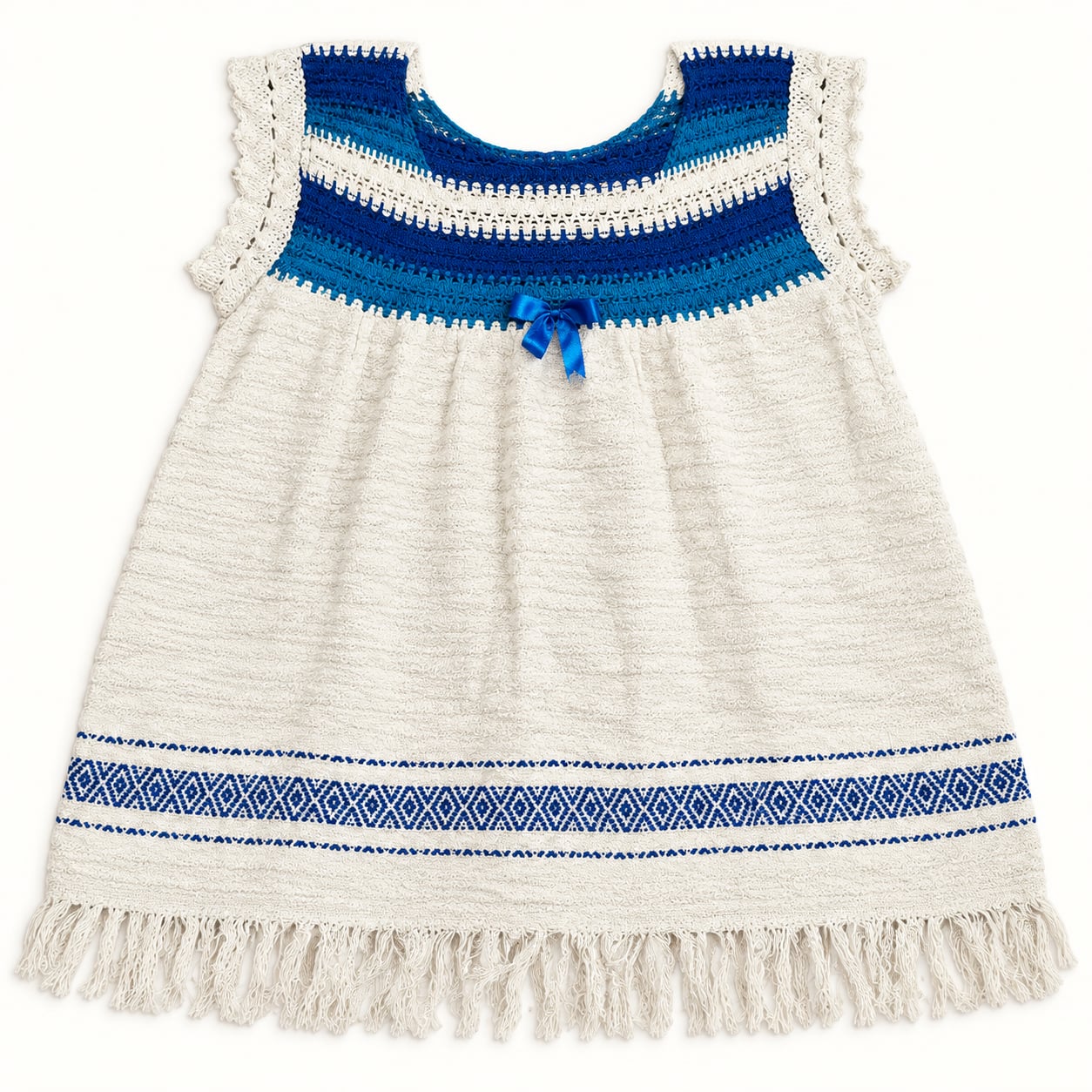 Handmade Crochet Boho Blue And White Tank Top 2