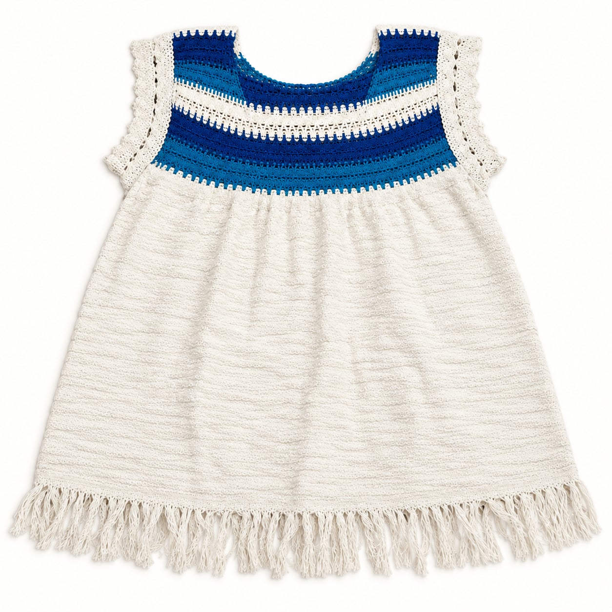 Handmade Crochet Boho Blue And White Tank Top 3