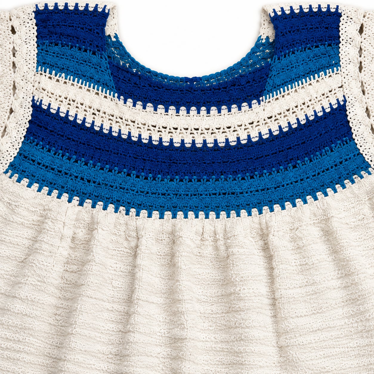 Handmade Crochet Boho Blue And White Tank Top 4