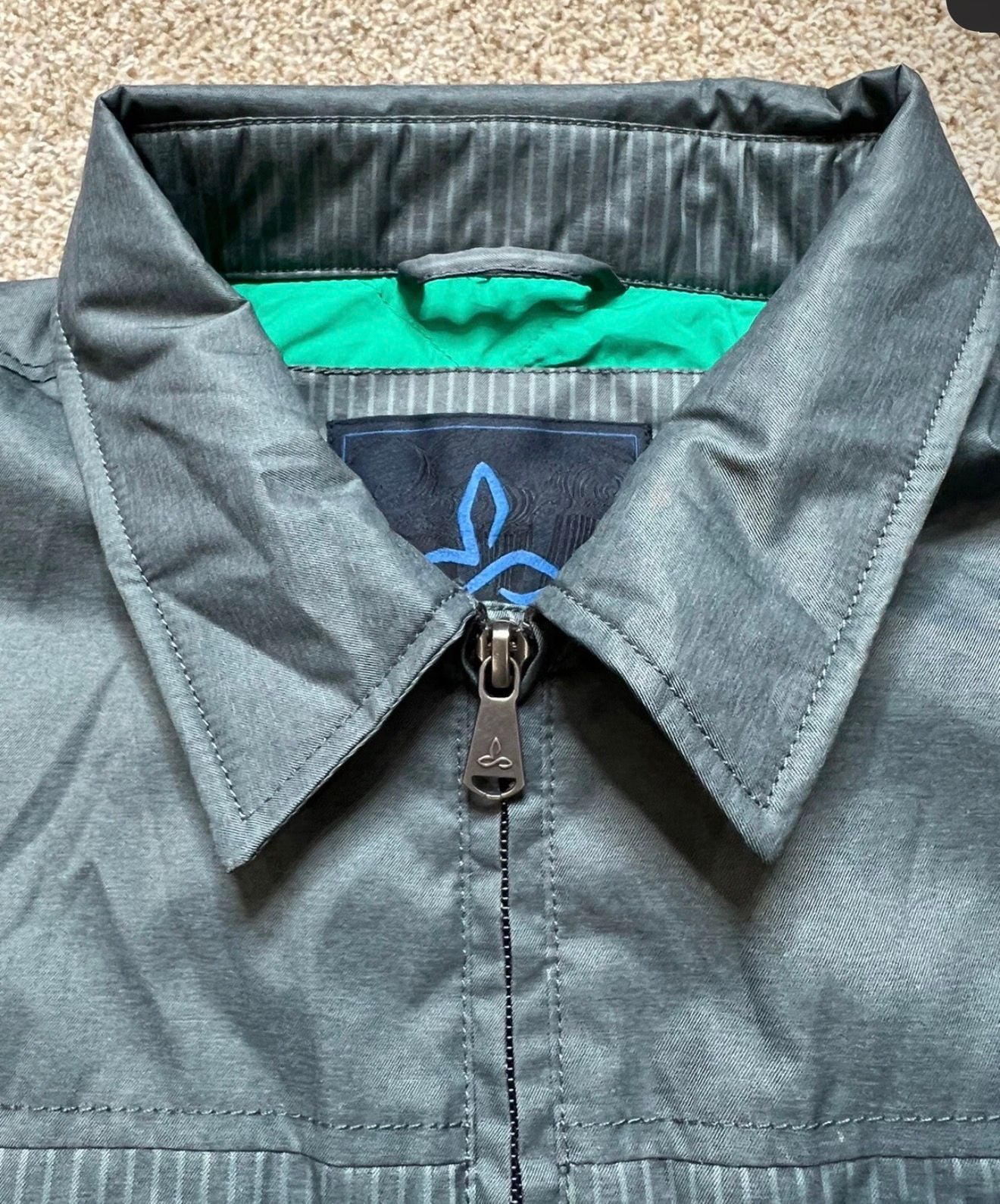 prAna Hardwin Shirt Jacket Size L Gray Quilted Lined Full Zip 3