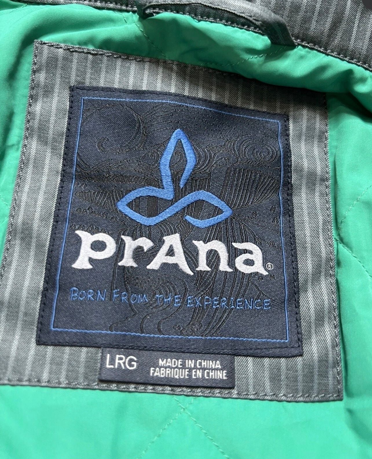 prAna Hardwin Shirt Jacket Size L Gray Quilted Lined Full Zip 4