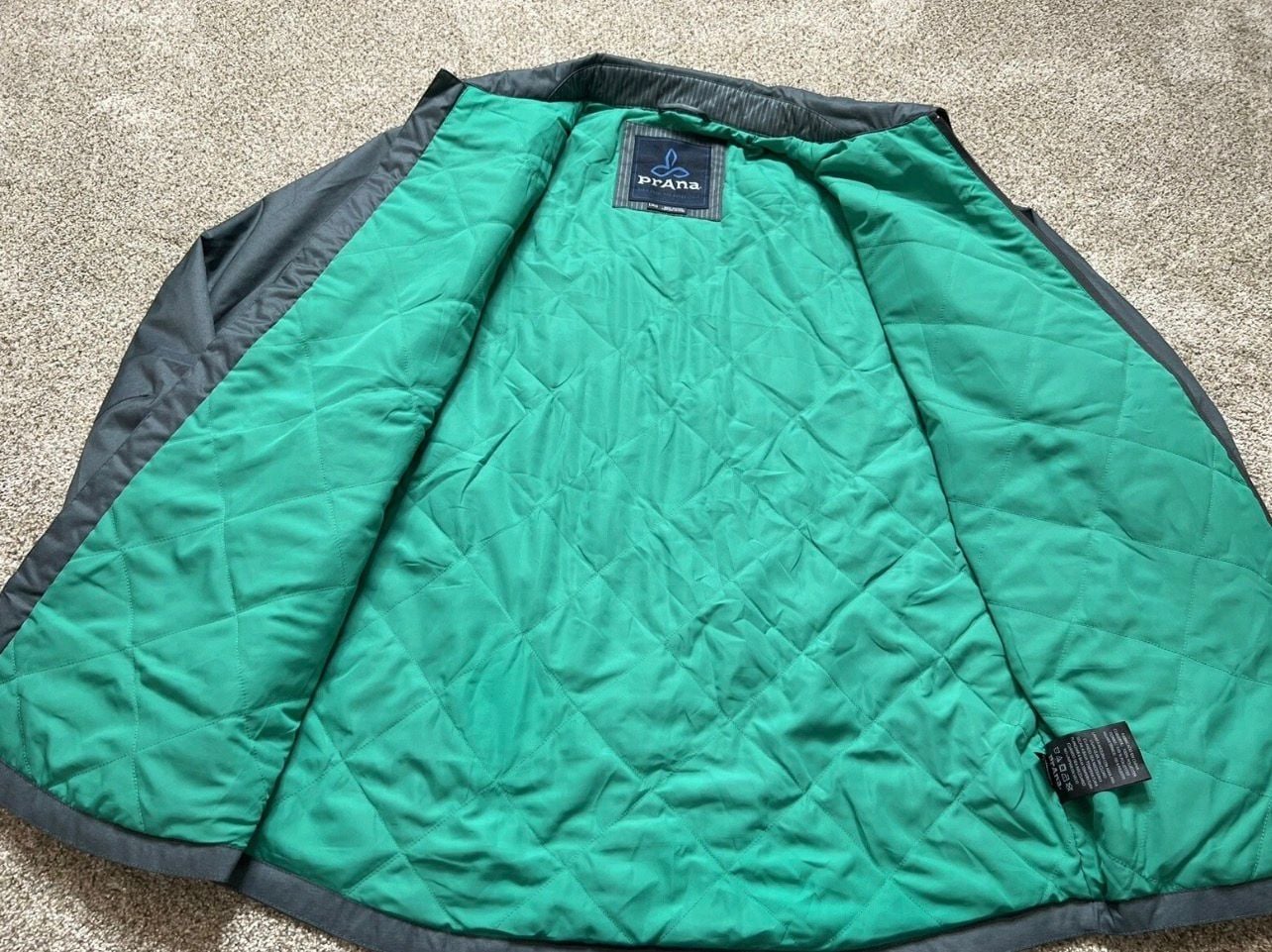 prAna Hardwin Shirt Jacket Size L Gray Quilted Lined Full Zip 6