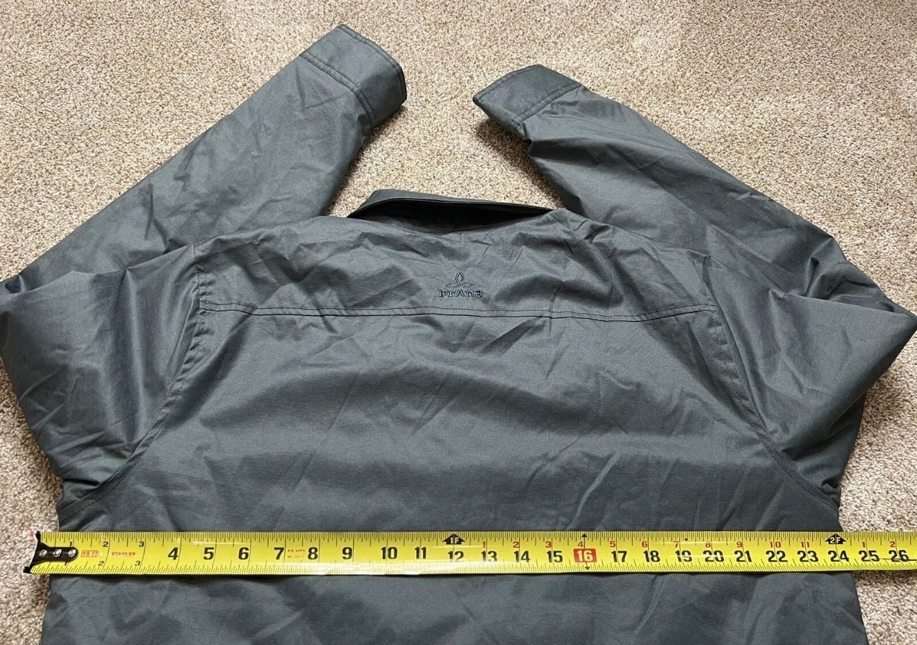 prAna Hardwin Shirt Jacket Size L Gray Quilted Lined Full Zip 8