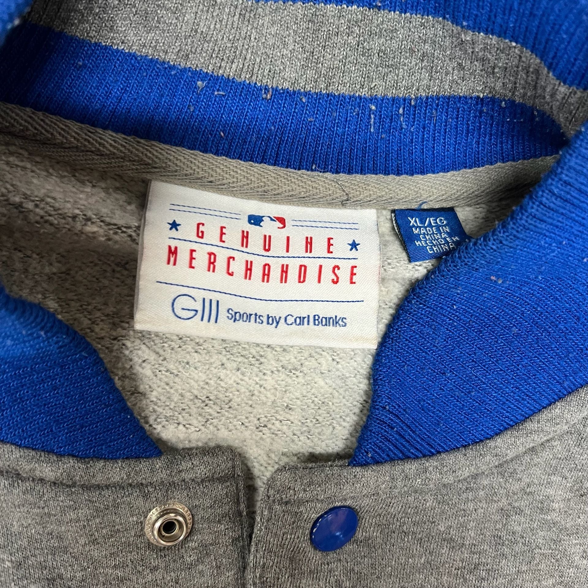 Genuine Merchandise Chicago Cubs Full Snap Varsity Jacket Gray Size L 7