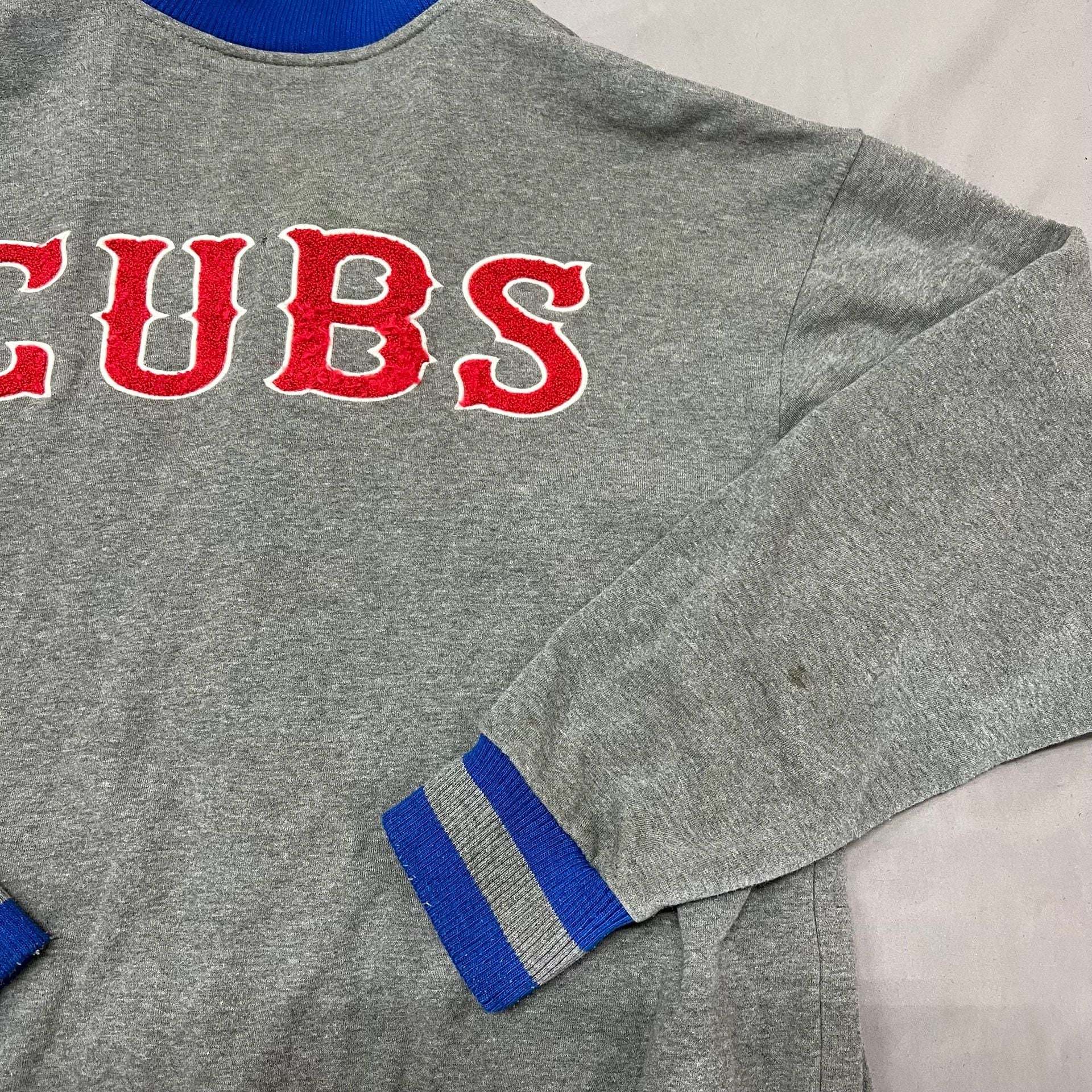 Genuine Merchandise Chicago Cubs Full Snap Varsity Jacket Gray Size L 13