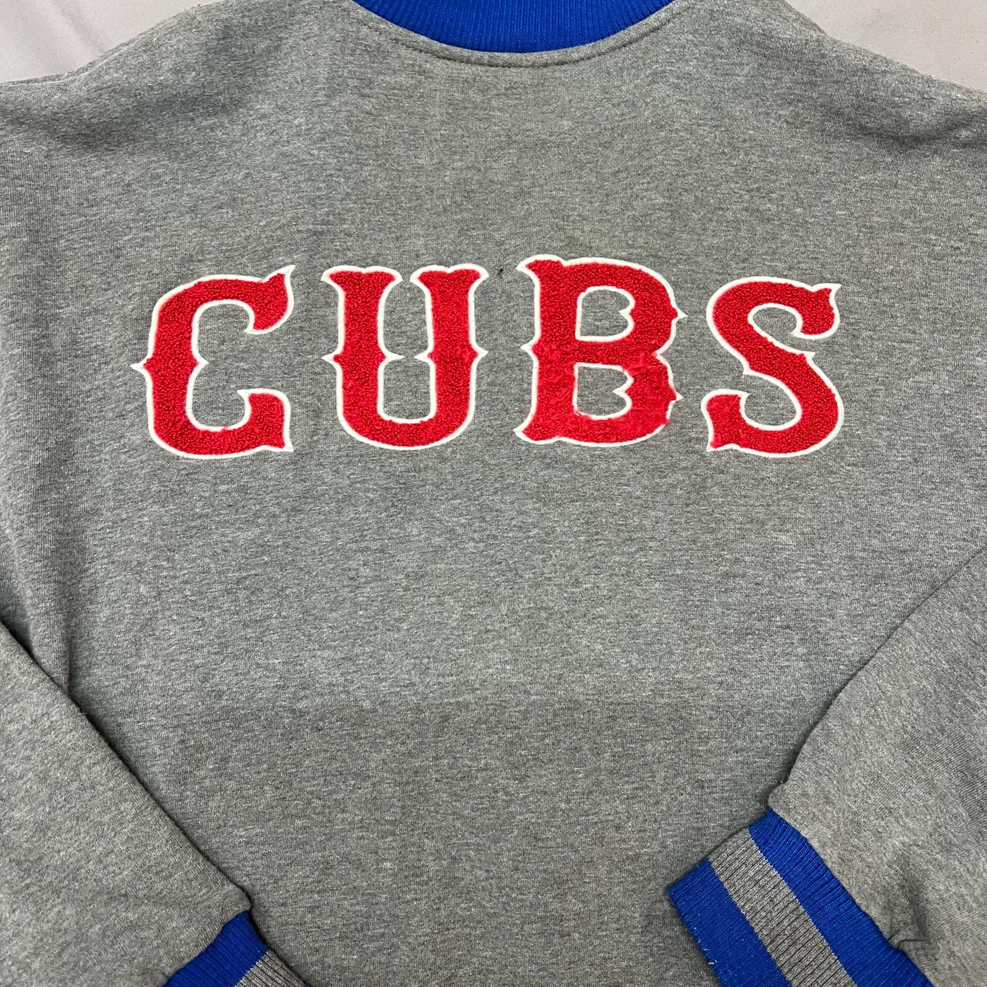 Genuine Merchandise Chicago Cubs Full Snap Varsity Jacket Gray Size L 14