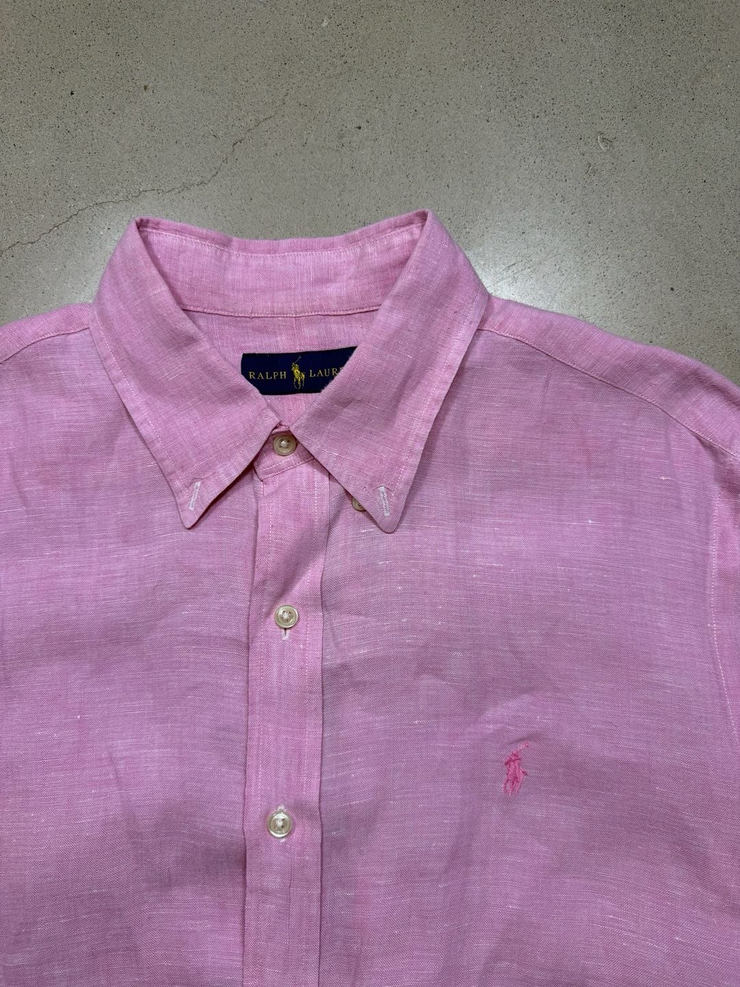 Ralph Lauren Linen Button-Down Shirt Size XL Pink Long Sleeve 4