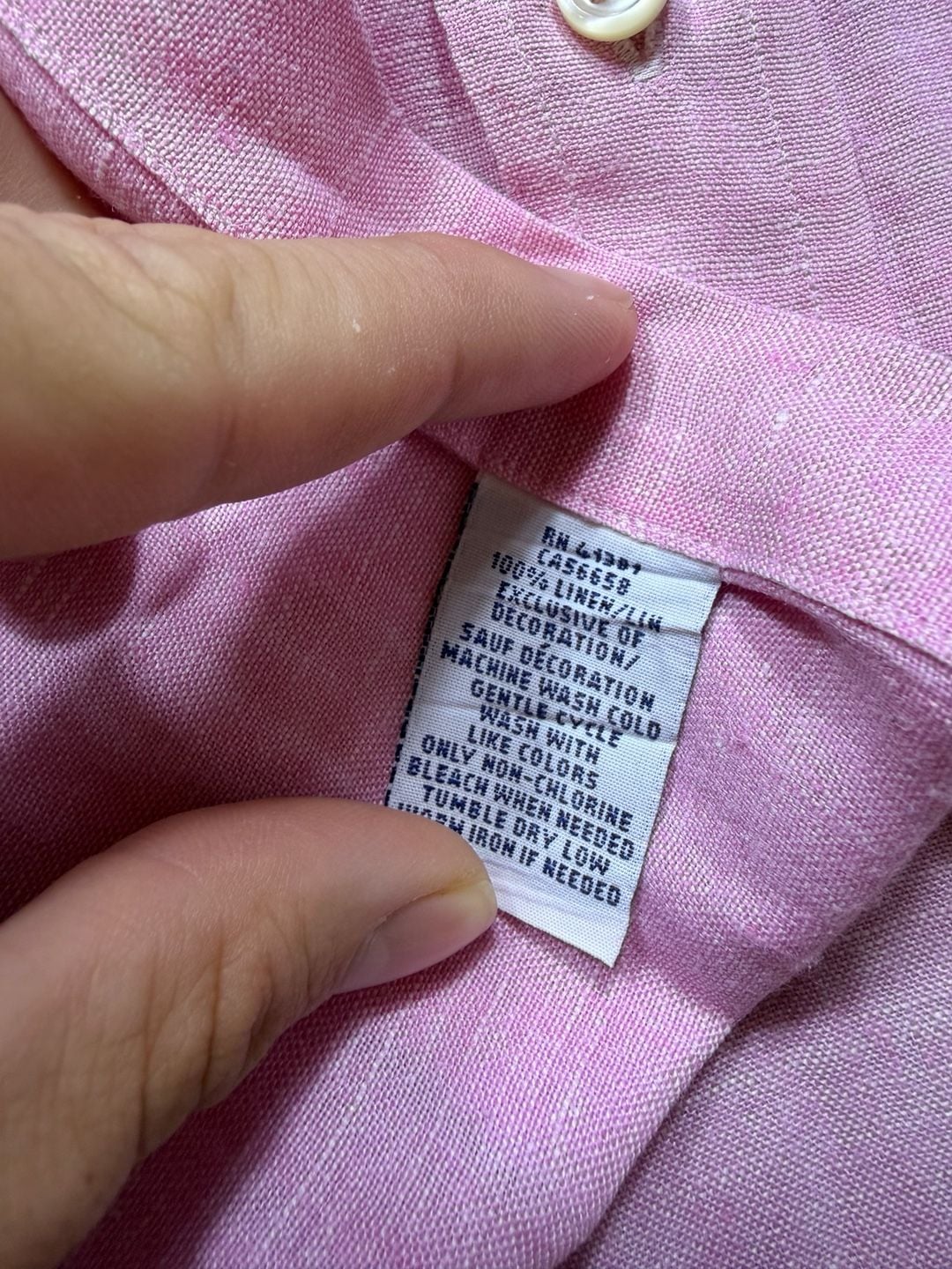 Ralph Lauren Linen Button-Down Shirt Size XL Pink Long Sleeve 6