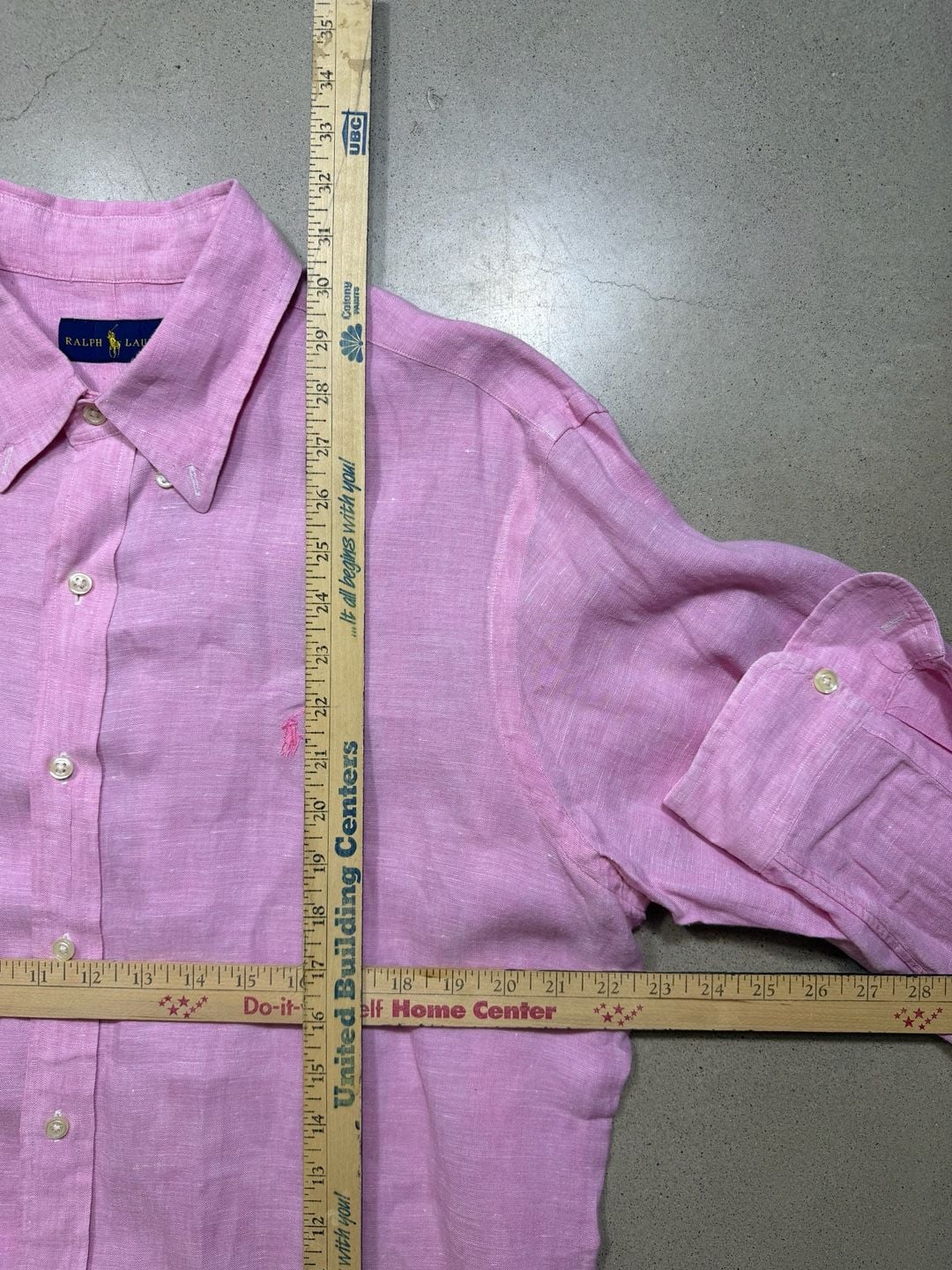 Ralph Lauren Linen Button-Down Shirt Size XL Pink Long Sleeve 7