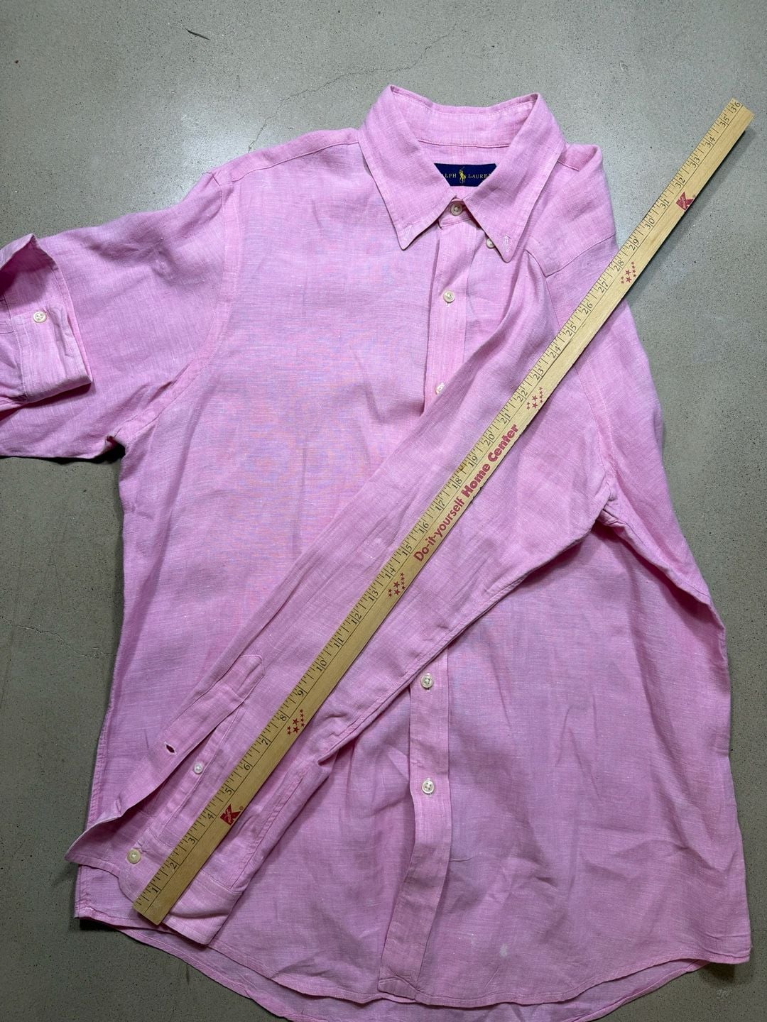 Ralph Lauren Linen Button-Down Shirt Size XL Pink Long Sleeve 8