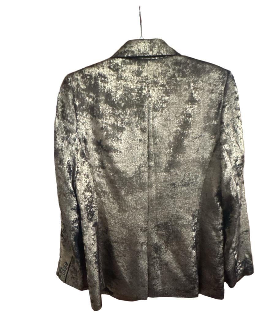 Bar III Gold Metallic One Button Blazer Size 10 3