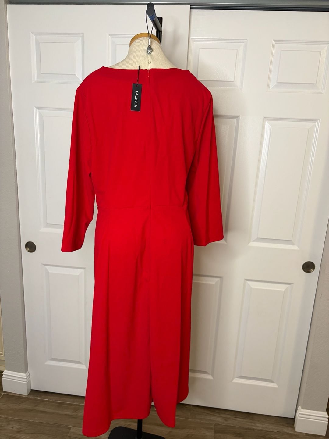104-Talisea Red Midi Dress Size 22W V-Neck Twist Front 3