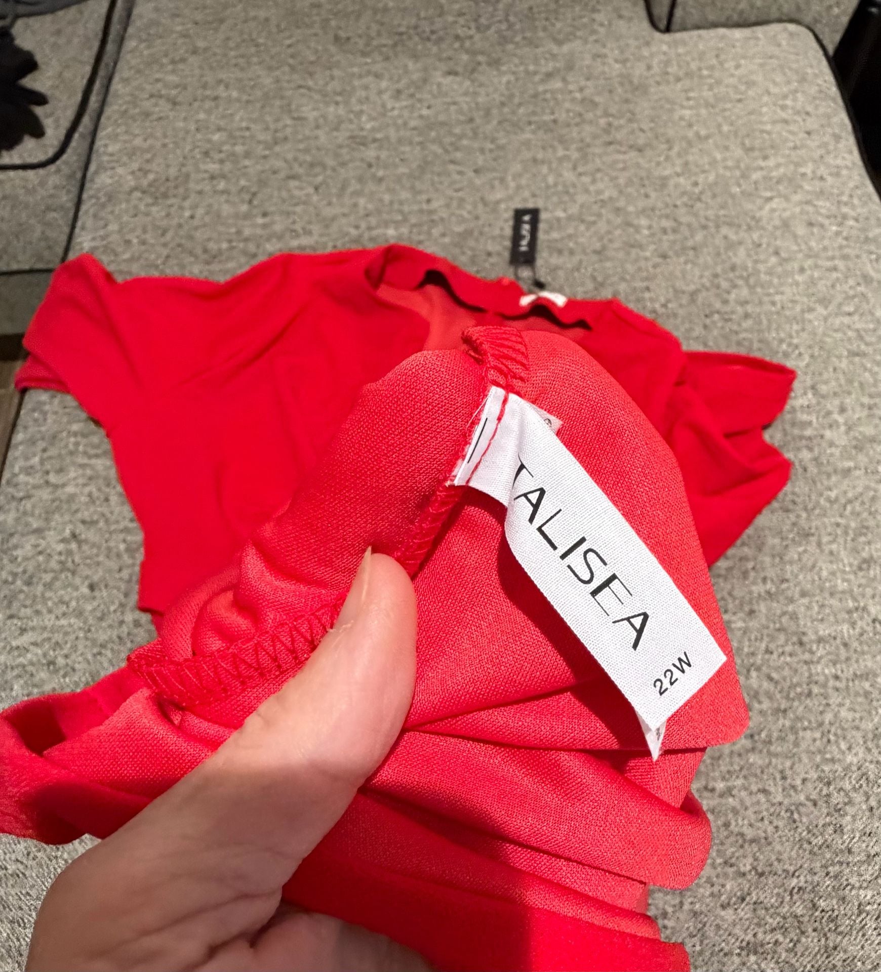 104-Talisea Red Midi Dress Size 22W V-Neck Twist Front 4