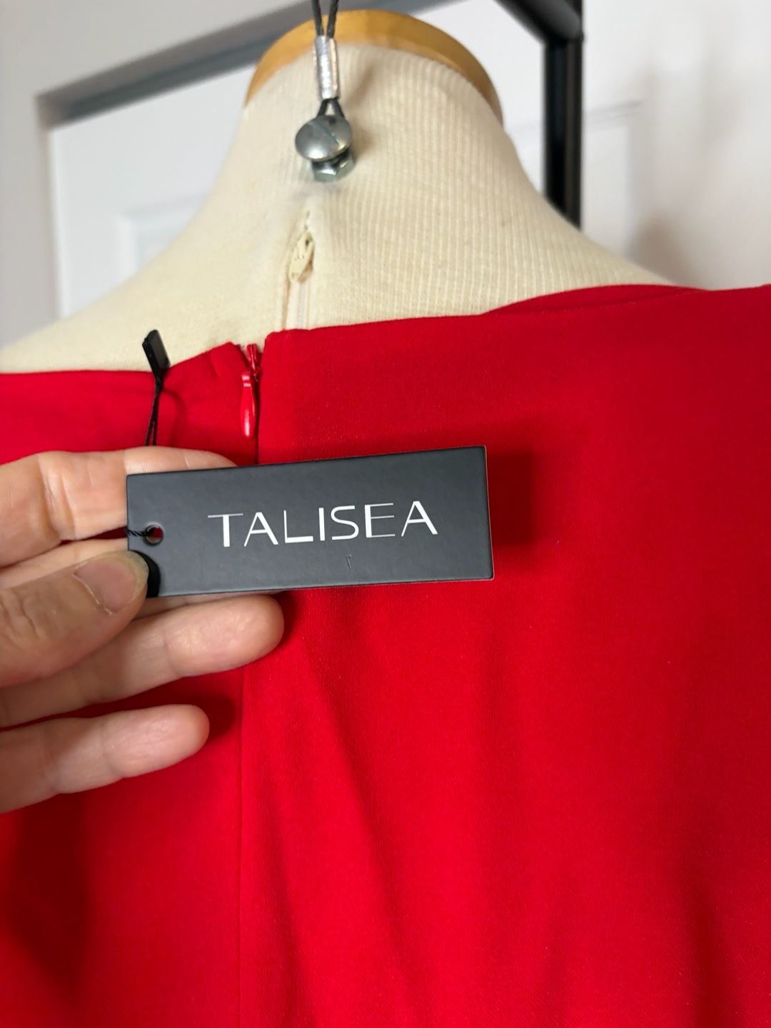 104-Talisea Red Midi Dress Size 22W V-Neck Twist Front 6