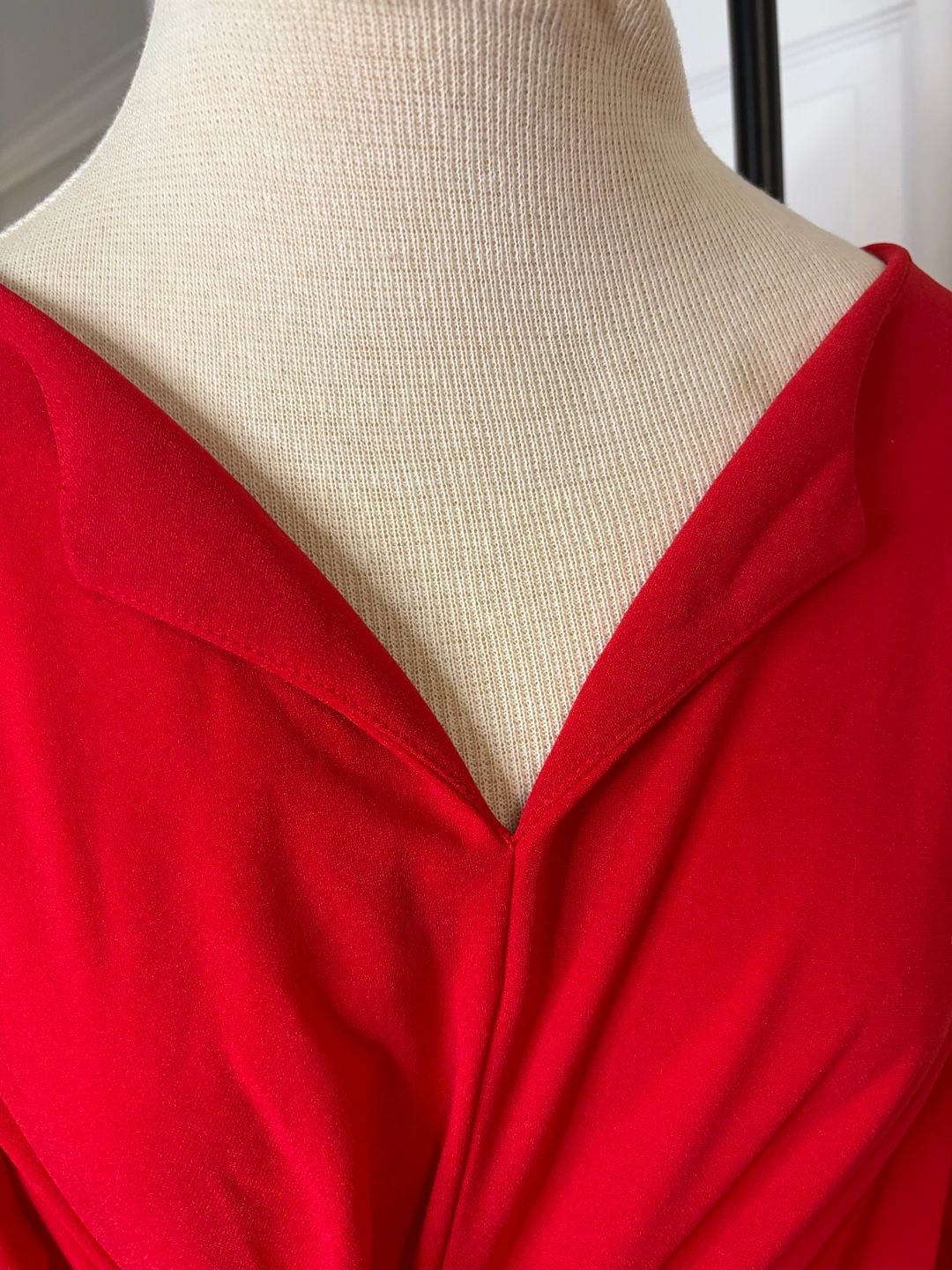 104-Talisea Red Midi Dress Size 22W V-Neck Twist Front 7