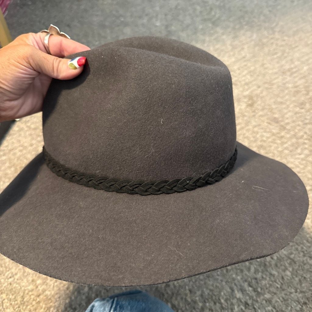 Tart Wool Fedora Hat One Size Grey Braided Band 4