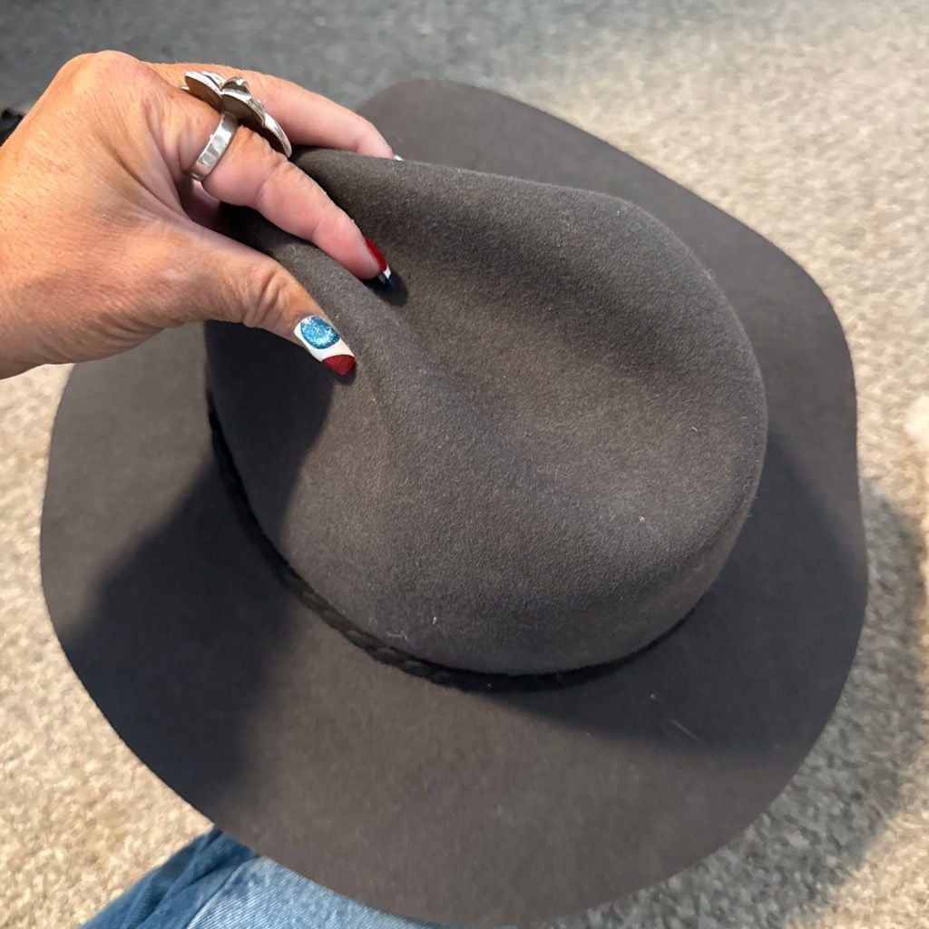 Tart Wool Fedora Hat One Size Grey Braided Band 5