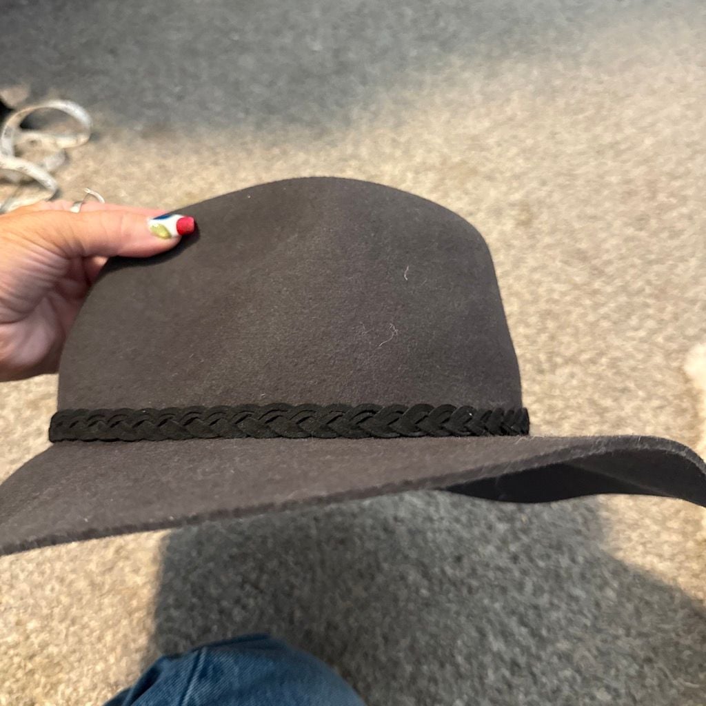 Tart Wool Fedora Hat One Size Grey Braided Band 6