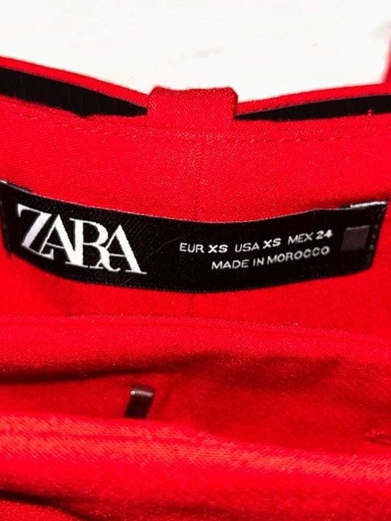 Zara Belted High Waist Trousers Size XS Red 3