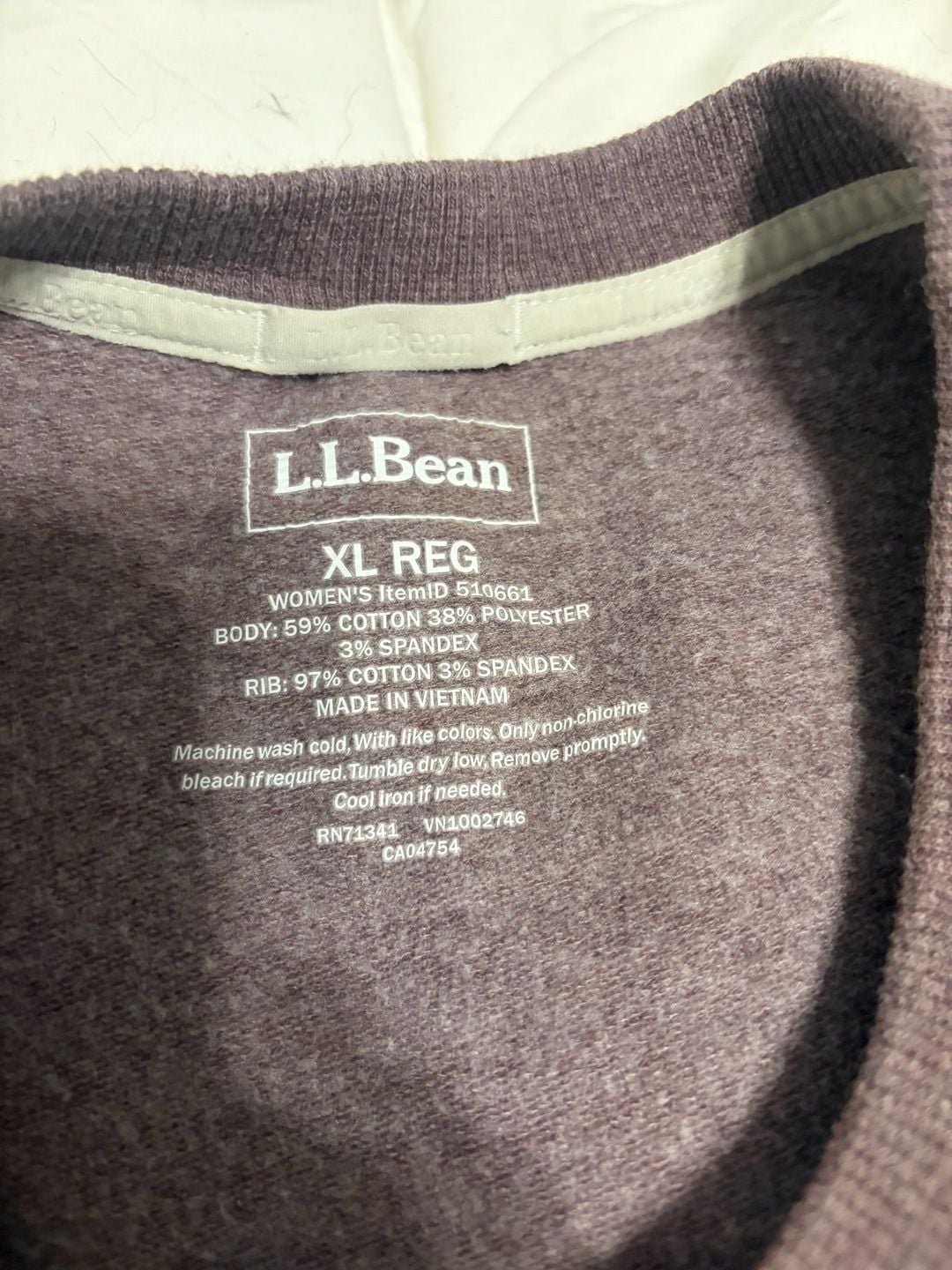 L.L. Bean Fall Athletic Sweatshirt Size XL Reg Purple Crew Neck Pullover 3