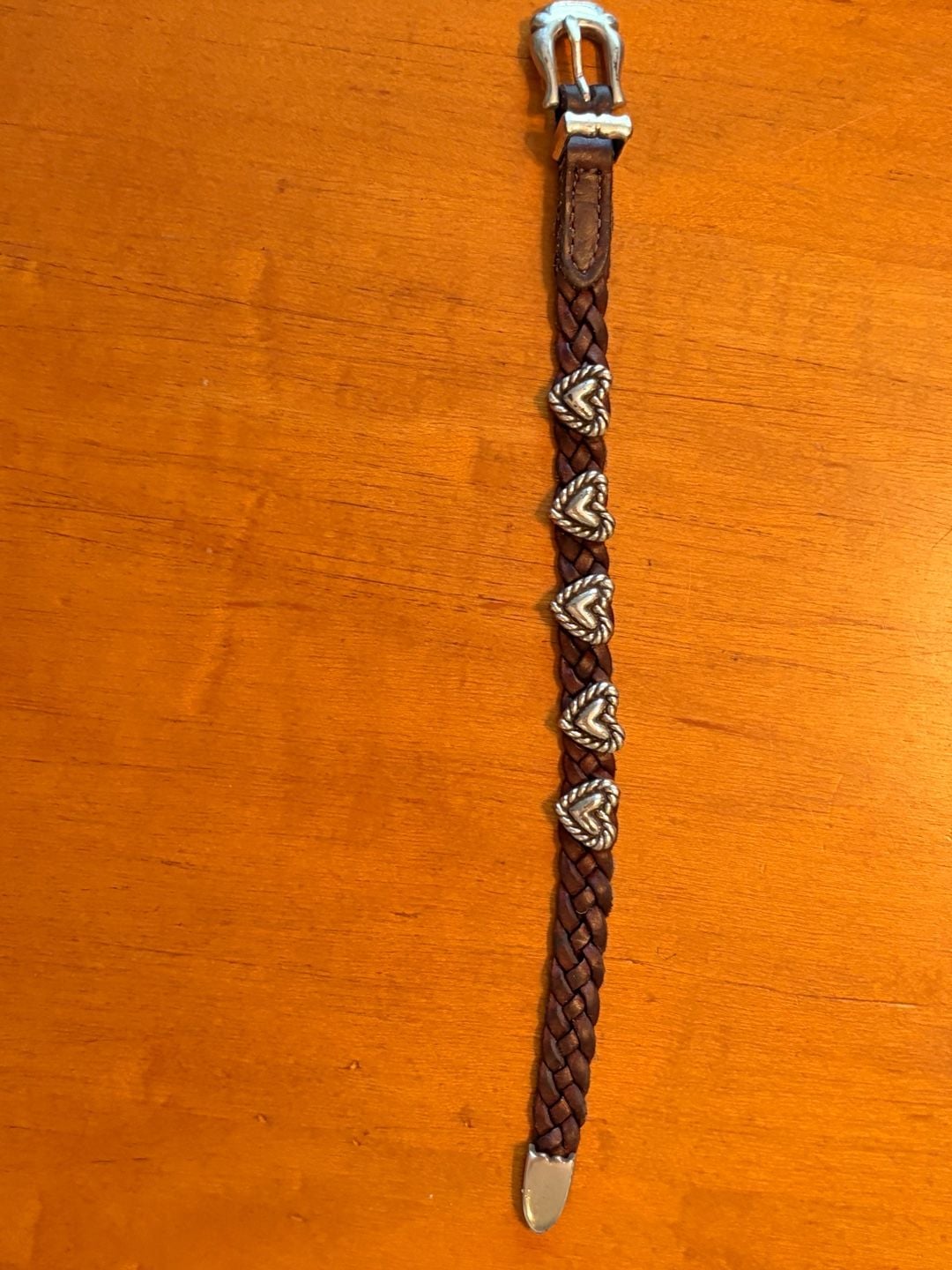 Vintage 1994 Brighton Brown Braided Leather Heart Bracelet Western Boho 3