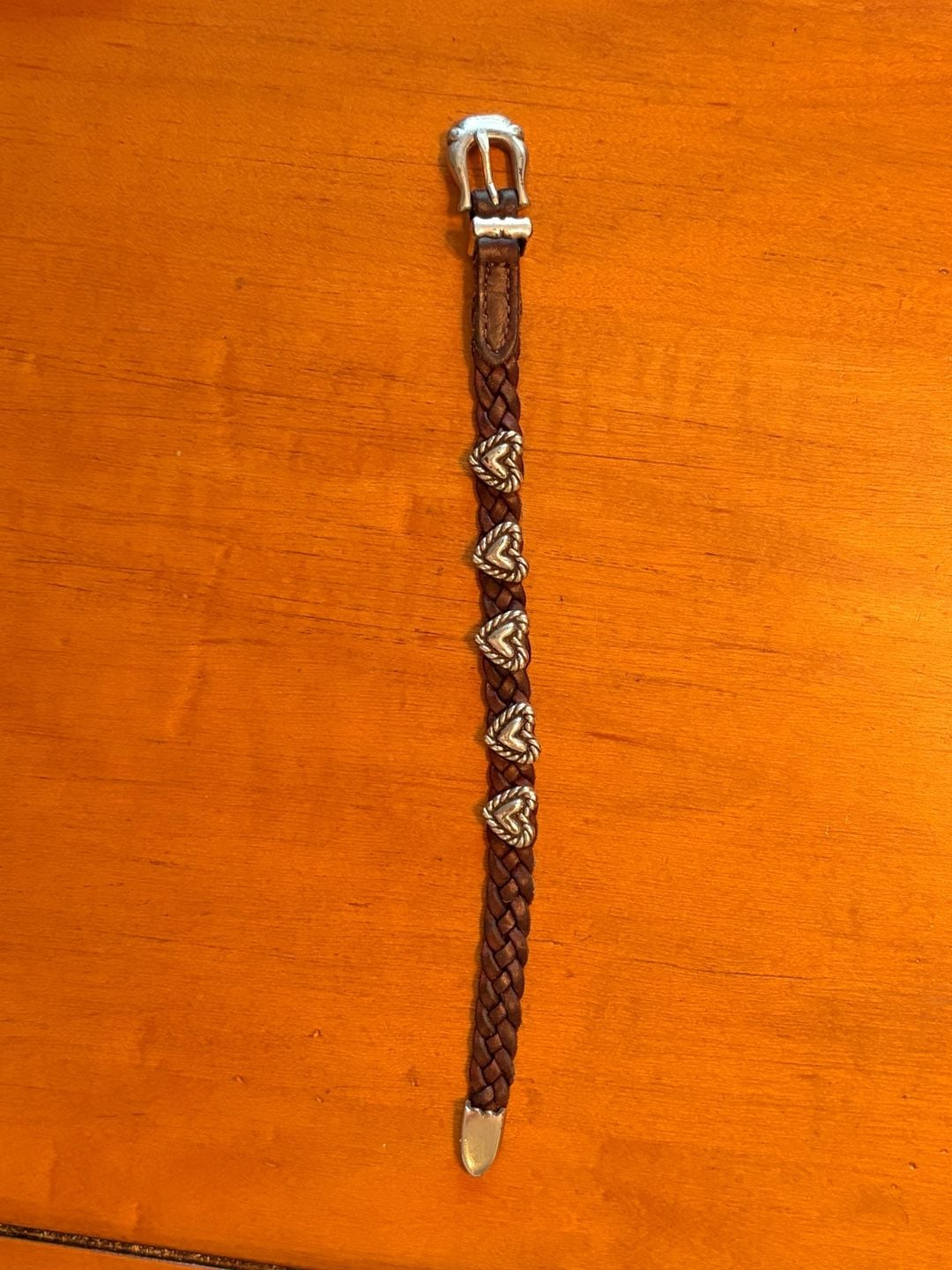 Vintage 1994 Brighton Brown Braided Leather Heart Bracelet Western Boho 4