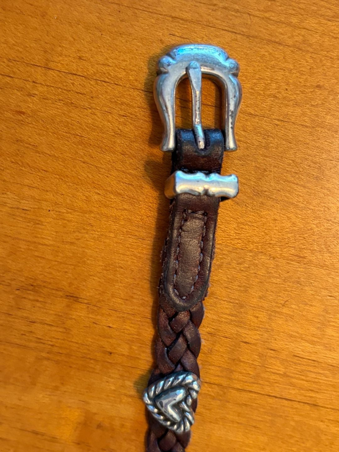 Vintage 1994 Brighton Brown Braided Leather Heart Bracelet Western Boho 5