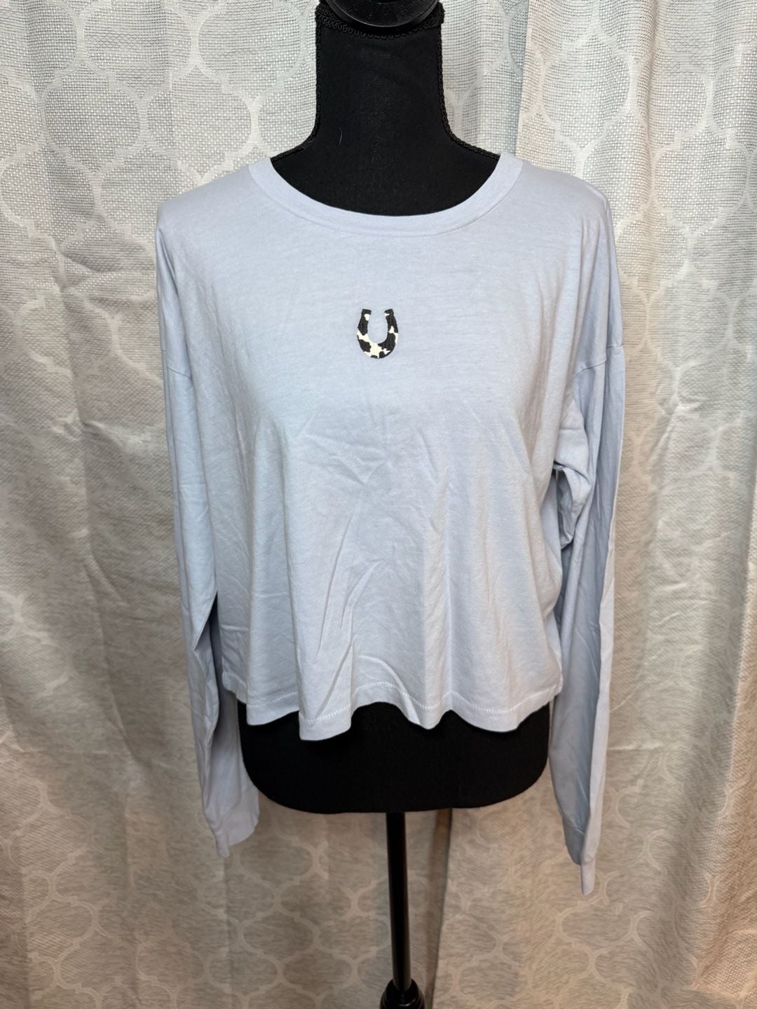 Daydreamer 100% Cotton Long Sleeve Crop Tee Size XS Horseshoe Graphic 2